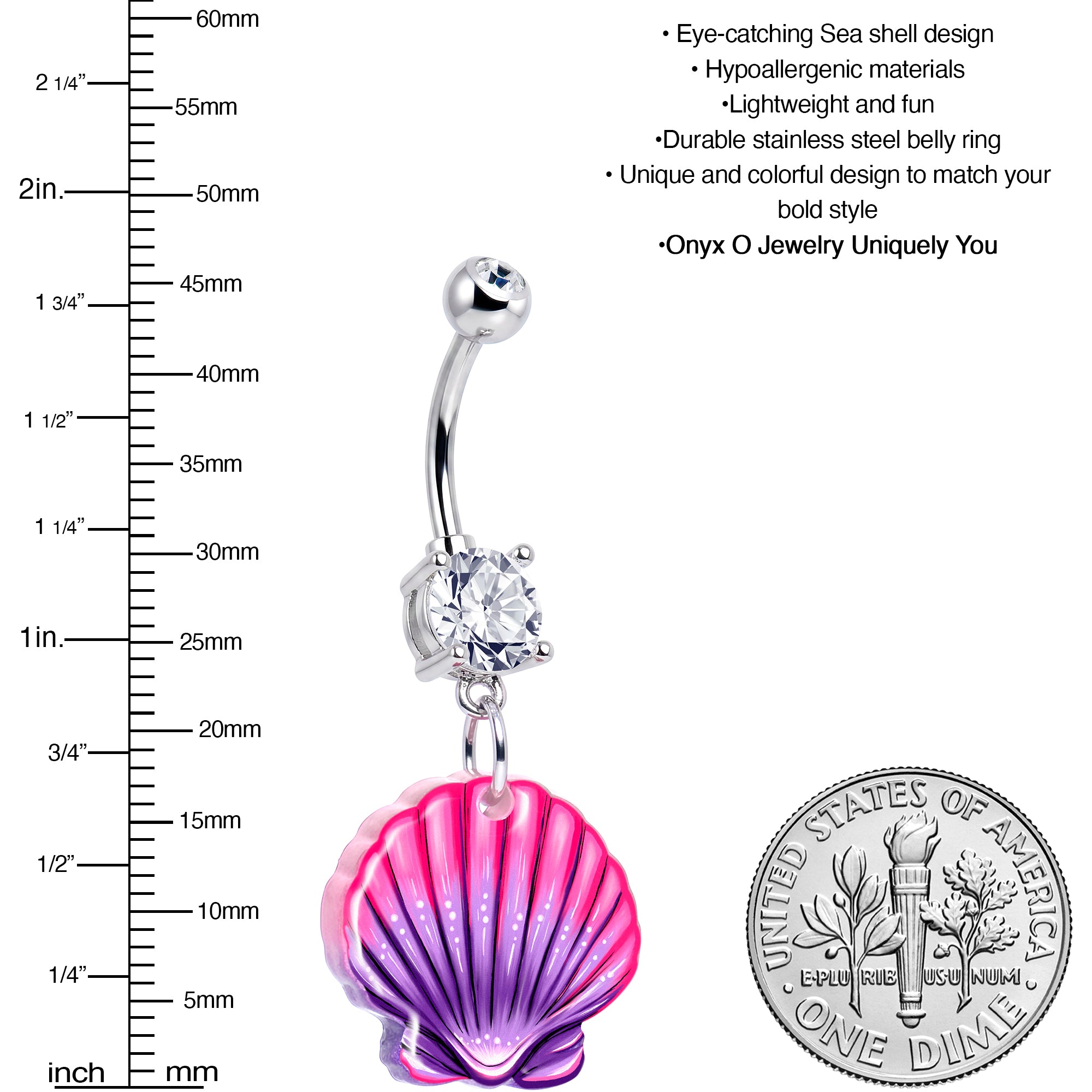 Seashell Dangle Belly Button Ring — Designed by Onyx O