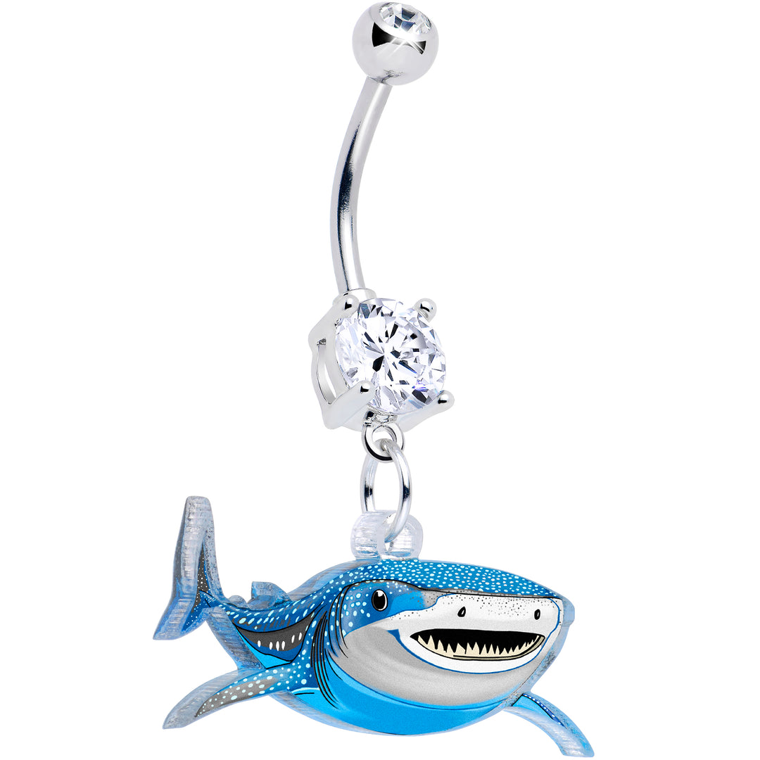 Acrylicious Attack Swimming Shark Dangle Belly Ring