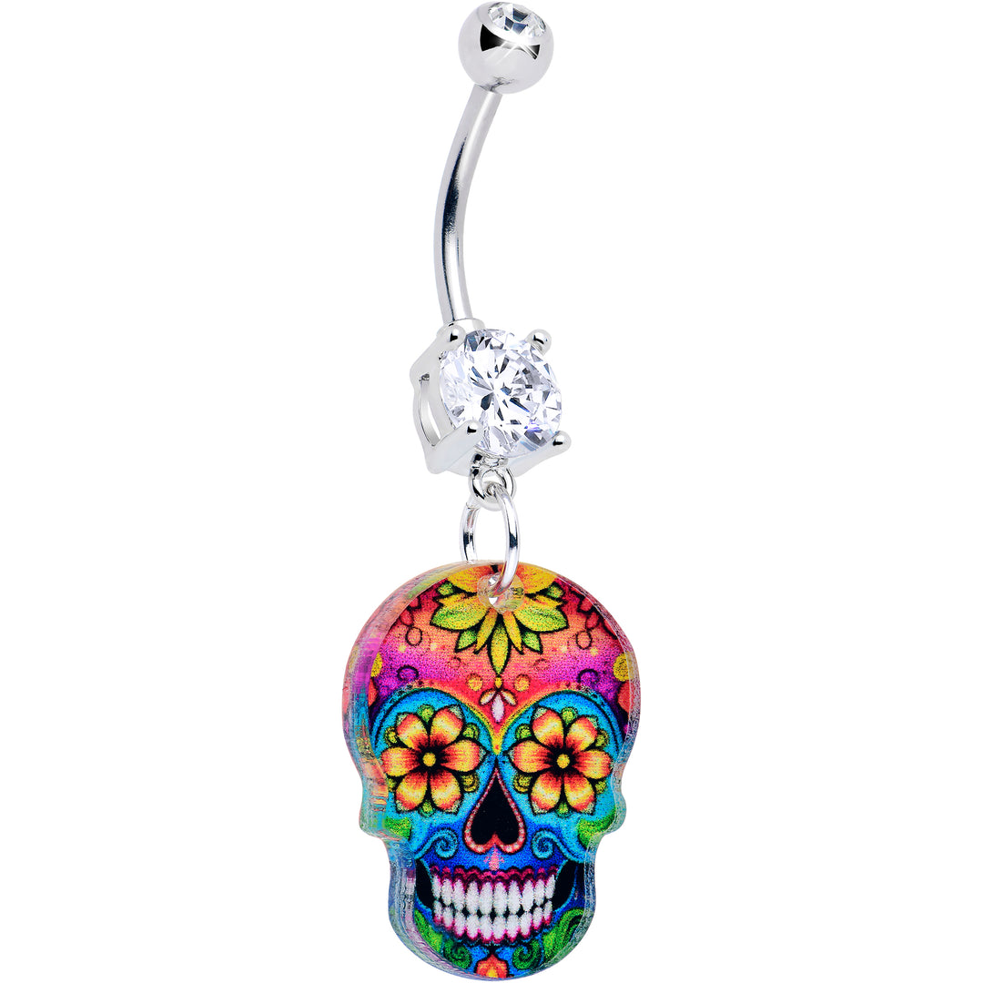 Acrylicious Vibrant Vibes Sugar Skull Dangle Belly Ring