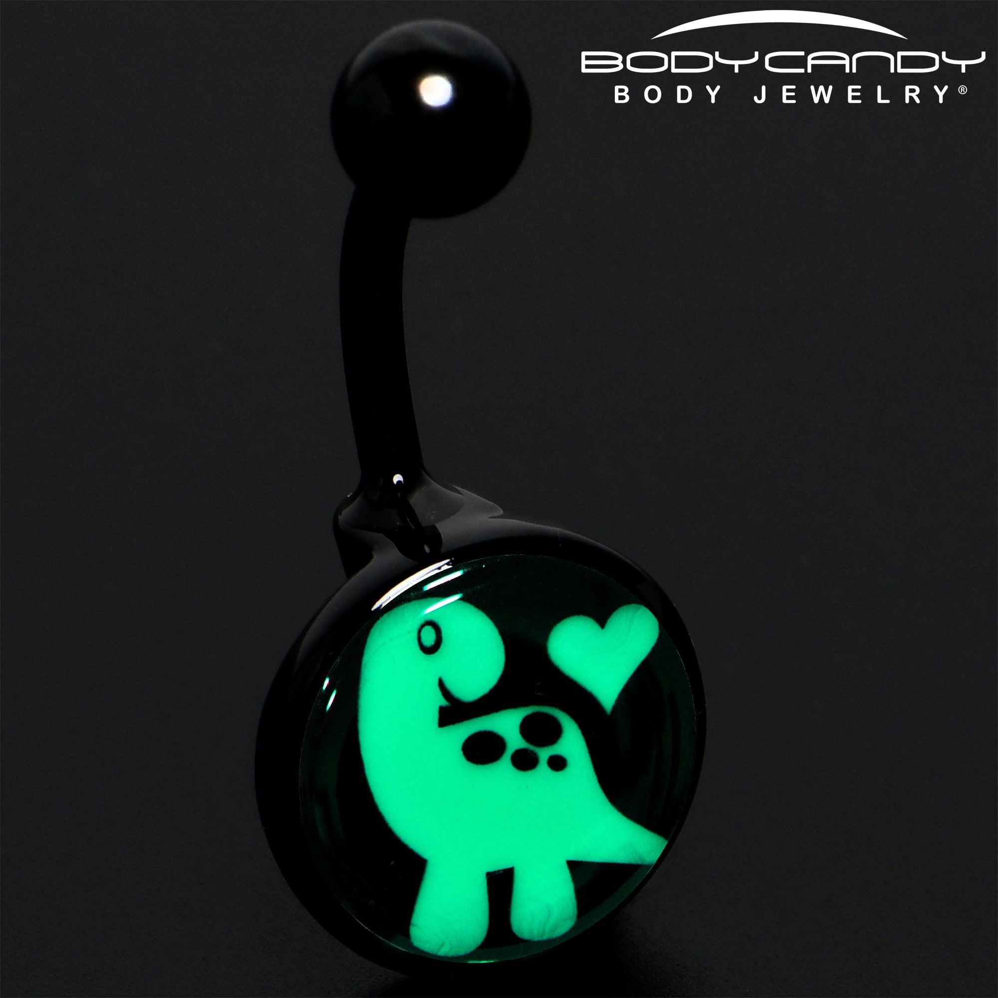 Black Glow in the Dark Cute Dinosaur  Stainless Steel Belly Ring stylish jewelry