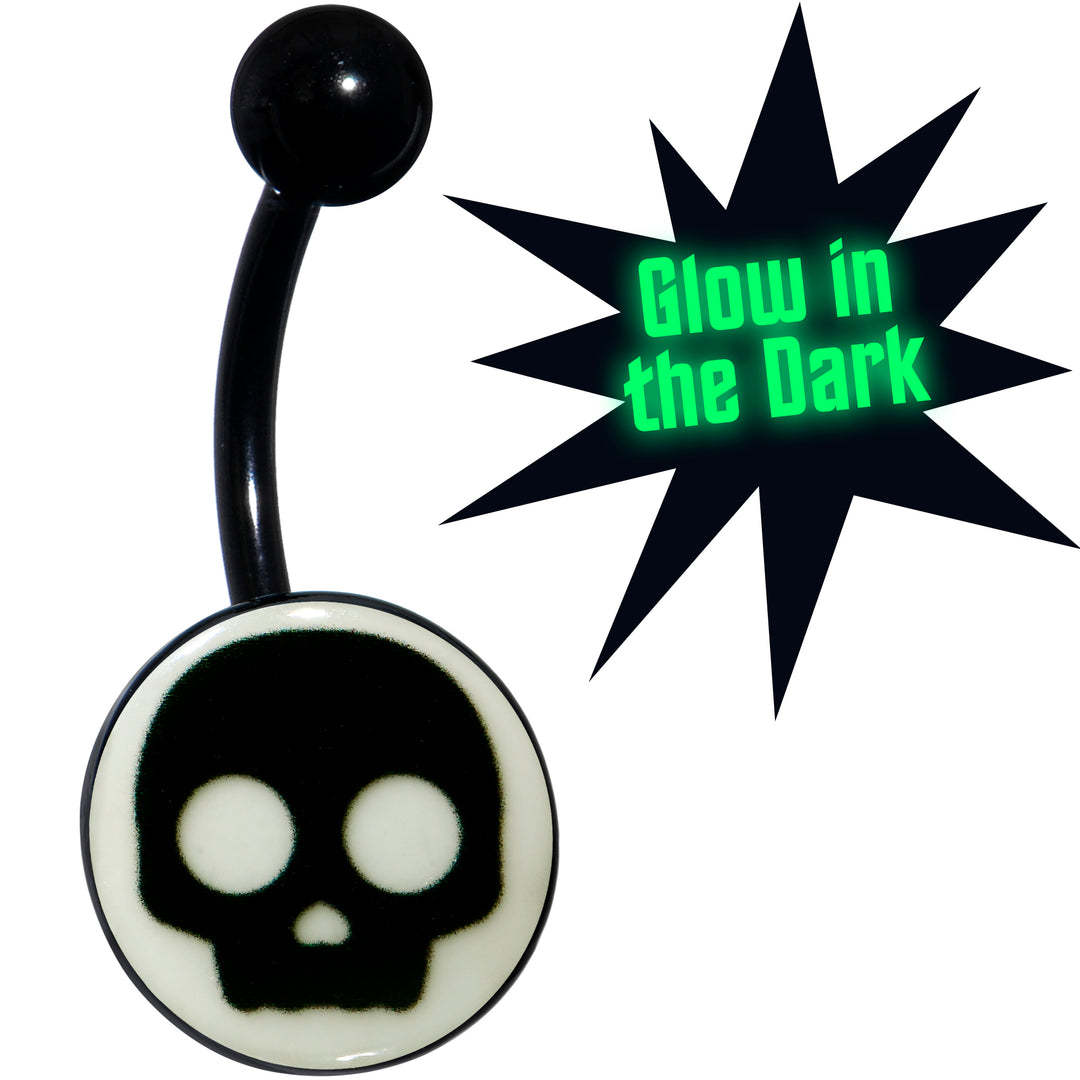 Glow in the Dark Simple Skull Hypoallergenic Stainless Steel Belly Ring