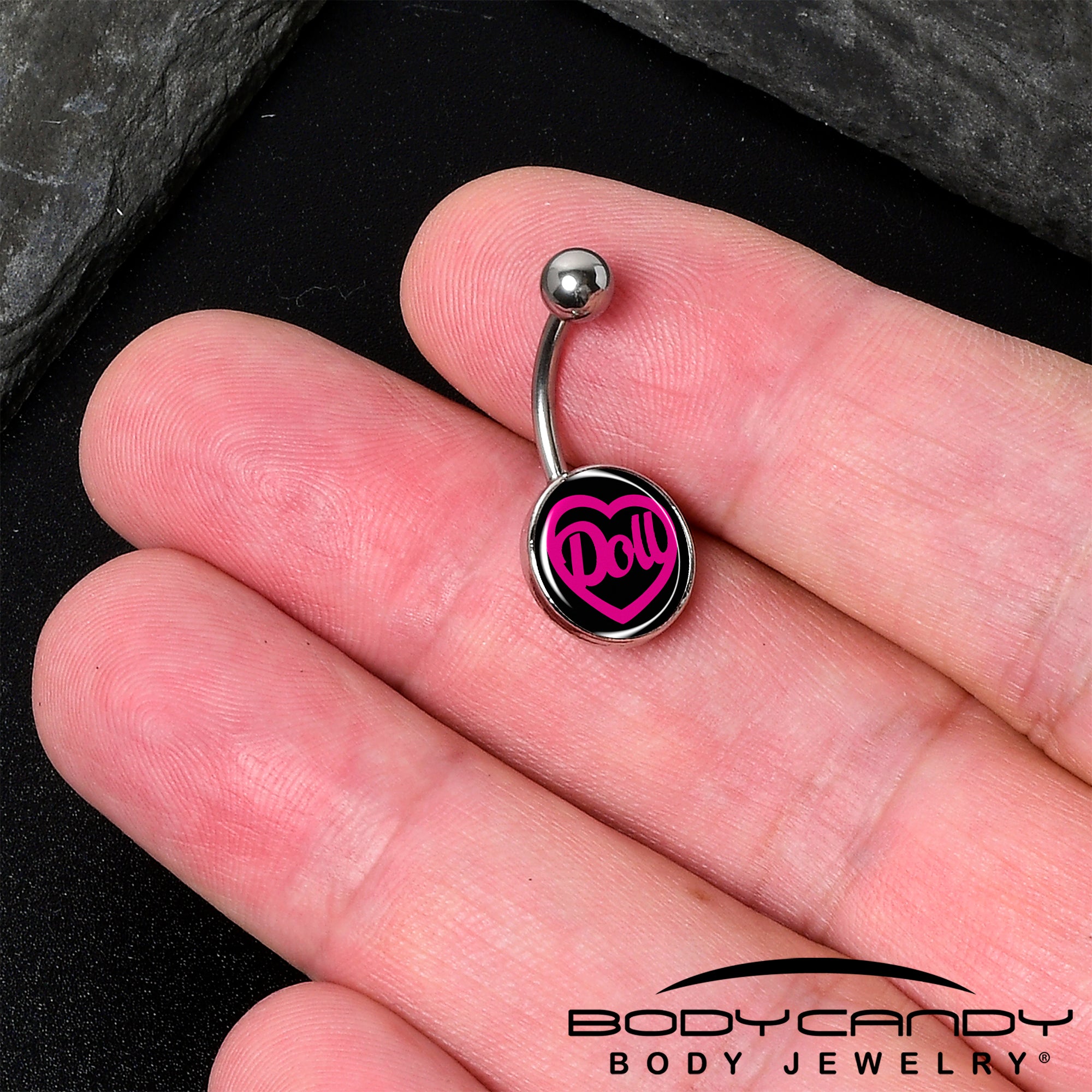 Hollow Heart Doll Word Belly Ring