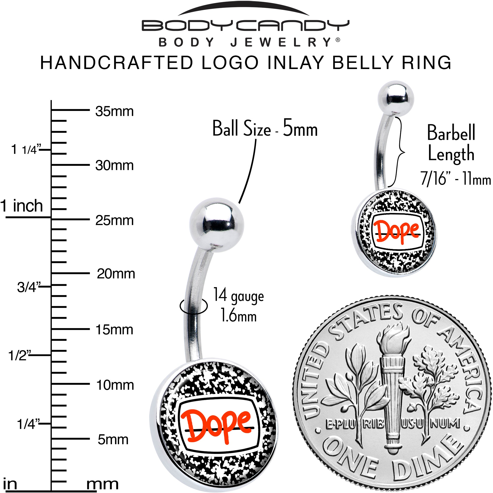 Dope Composition Notebook  Stainless Steel Belly Ring perfect for sensitive skin