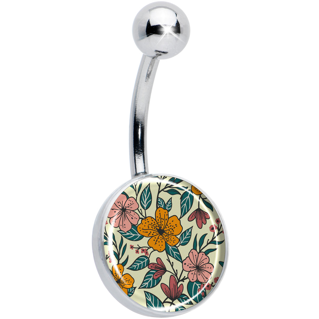 Blossom Creation Wildflower Flowers Hypoallergenic Stainless Steel Belly Ring