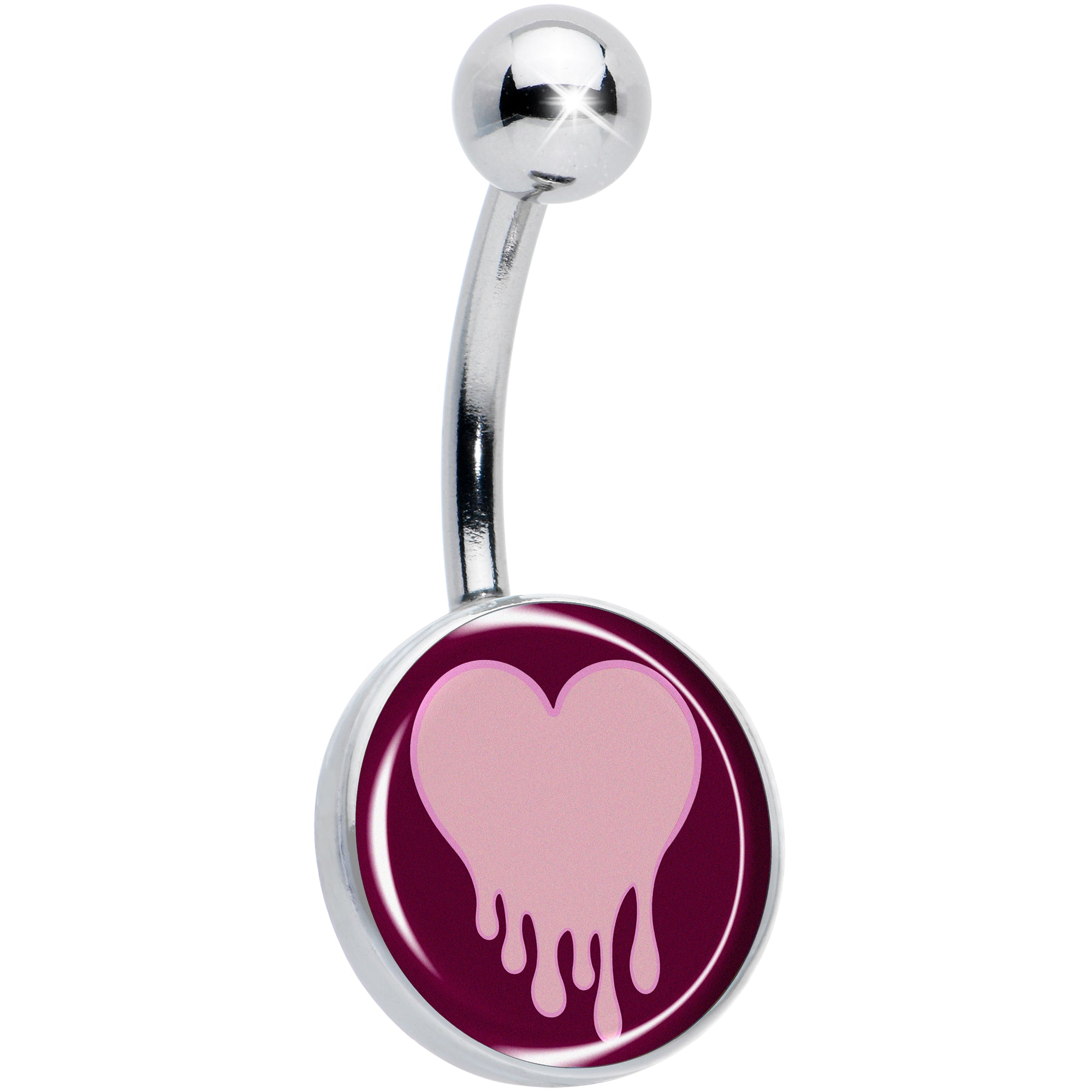 Pinkish Melting Heart Hypoallergenic Stainless Steel Belly Ring