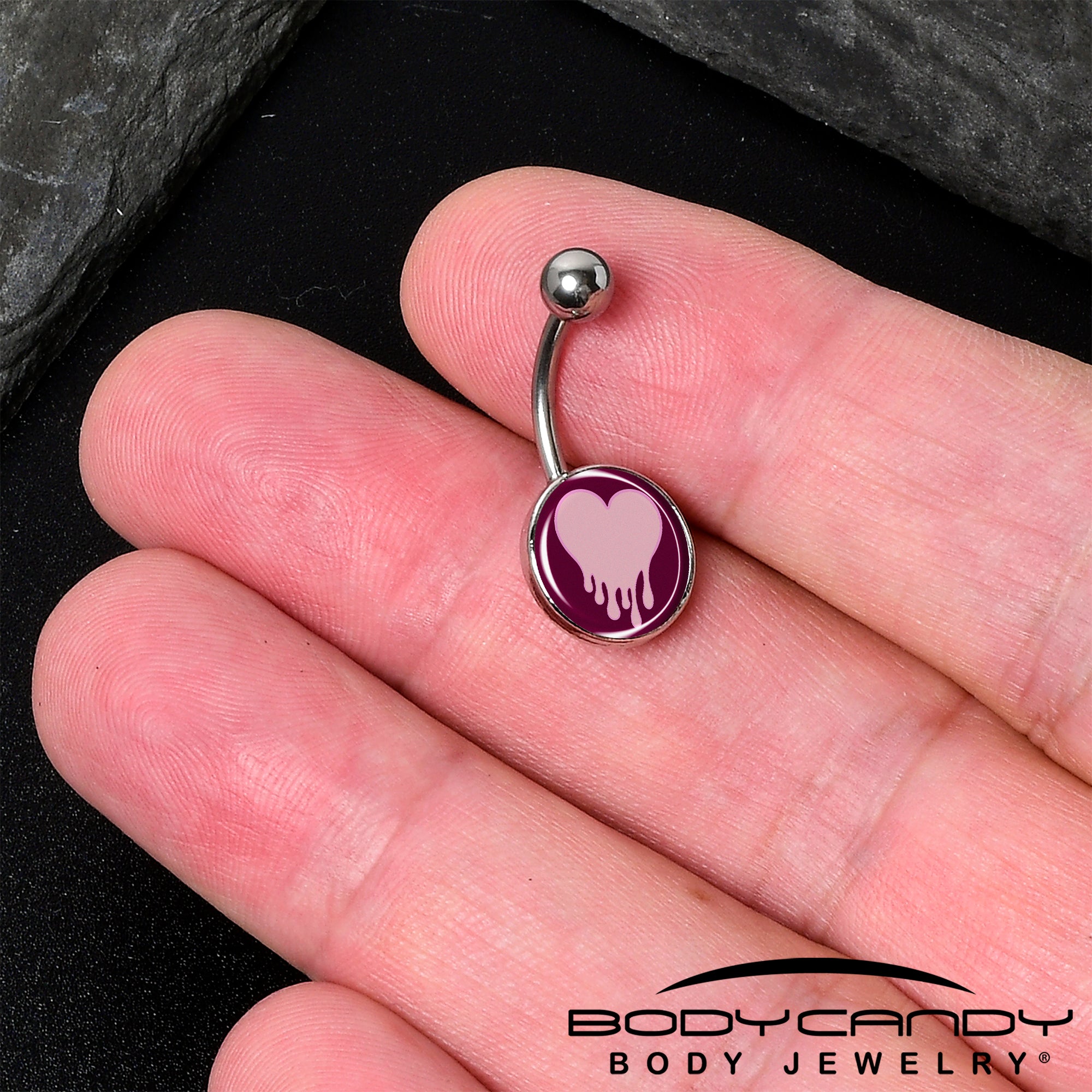 Pinkish Melting Heart  Stainless Steel Belly Ring lightweight comfortable