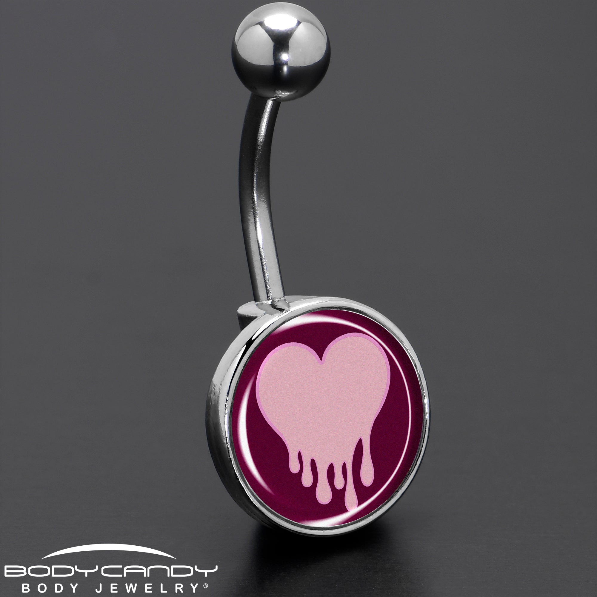 Pinkish Melting Heart Belly Ring by Onyx O