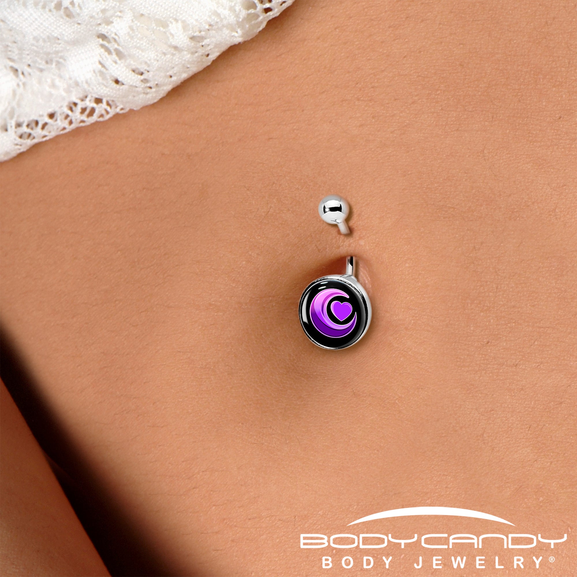Crescent Moon Heart Belly Ring