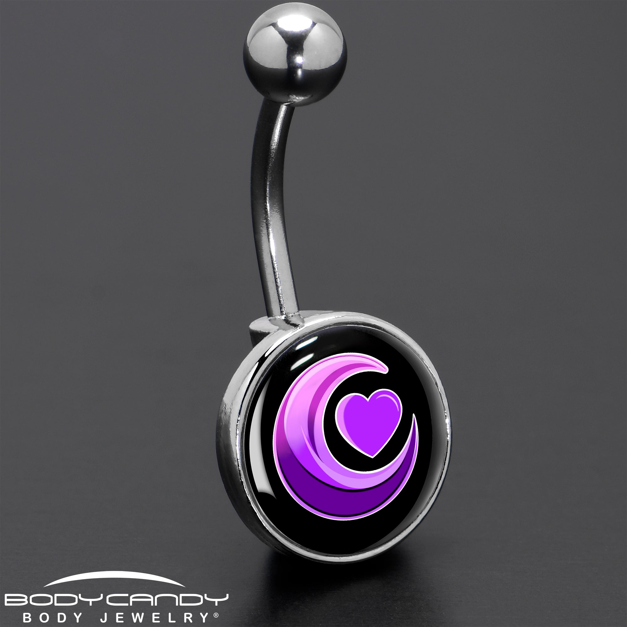 Crescent Moon Heart Belly Ring