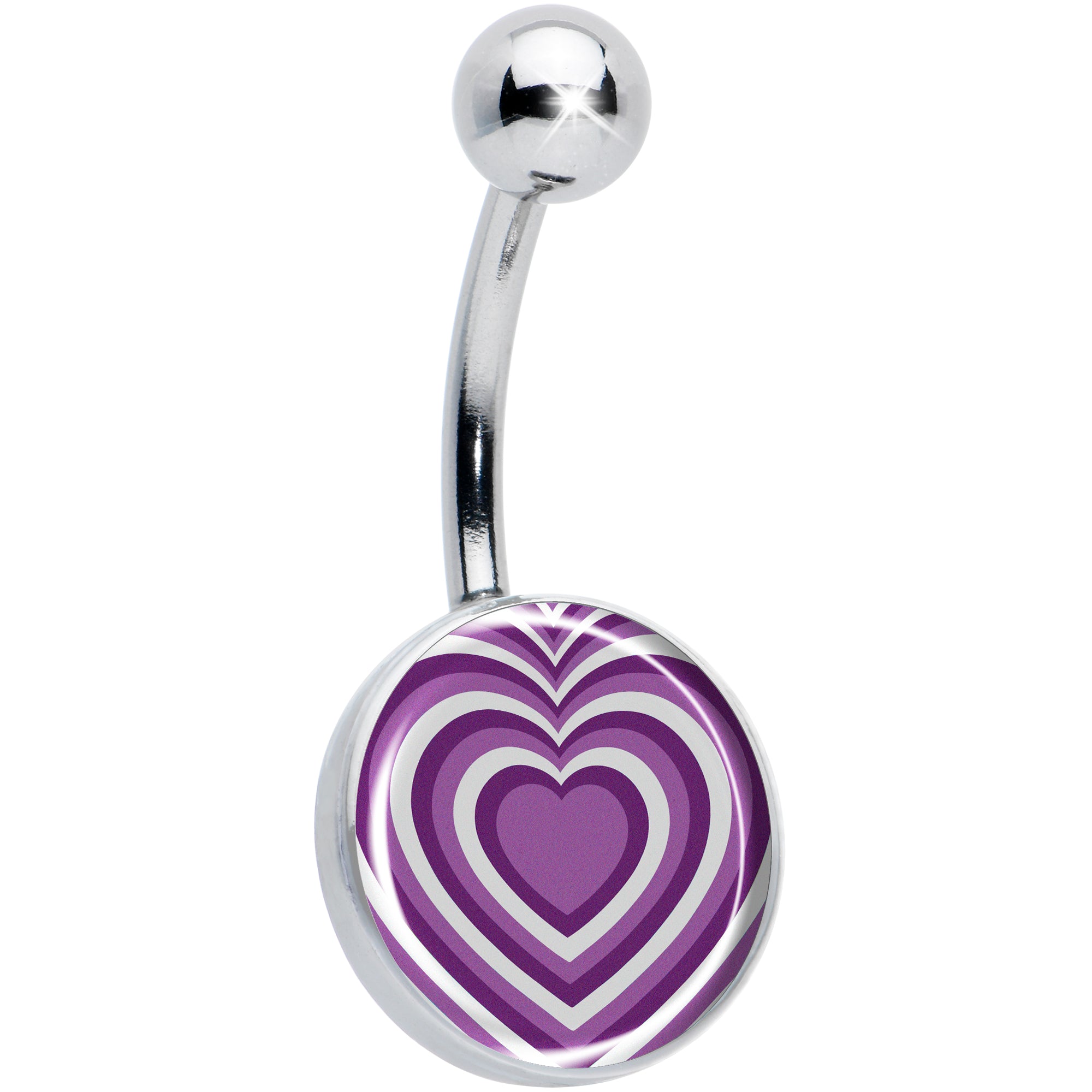 Purple Retro Heart Hypoallergenic Stainless Steel Belly Ring