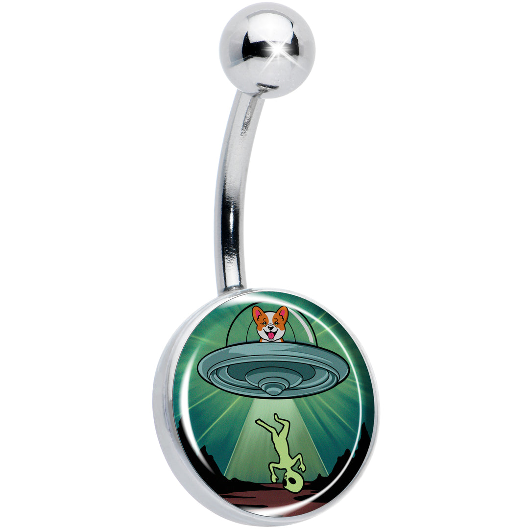 Reverse Alien UFO AbductionHypoallergenic Stainless Steel Belly Ring