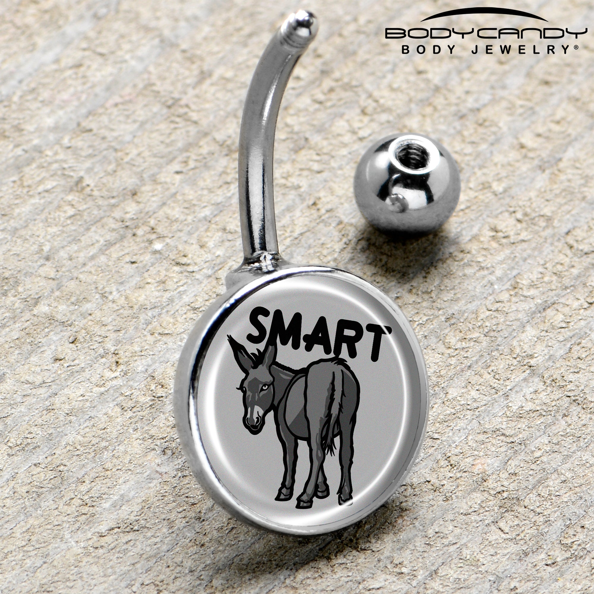 Donkey Smart Ass  Stainless Steel Belly Ring handmade design