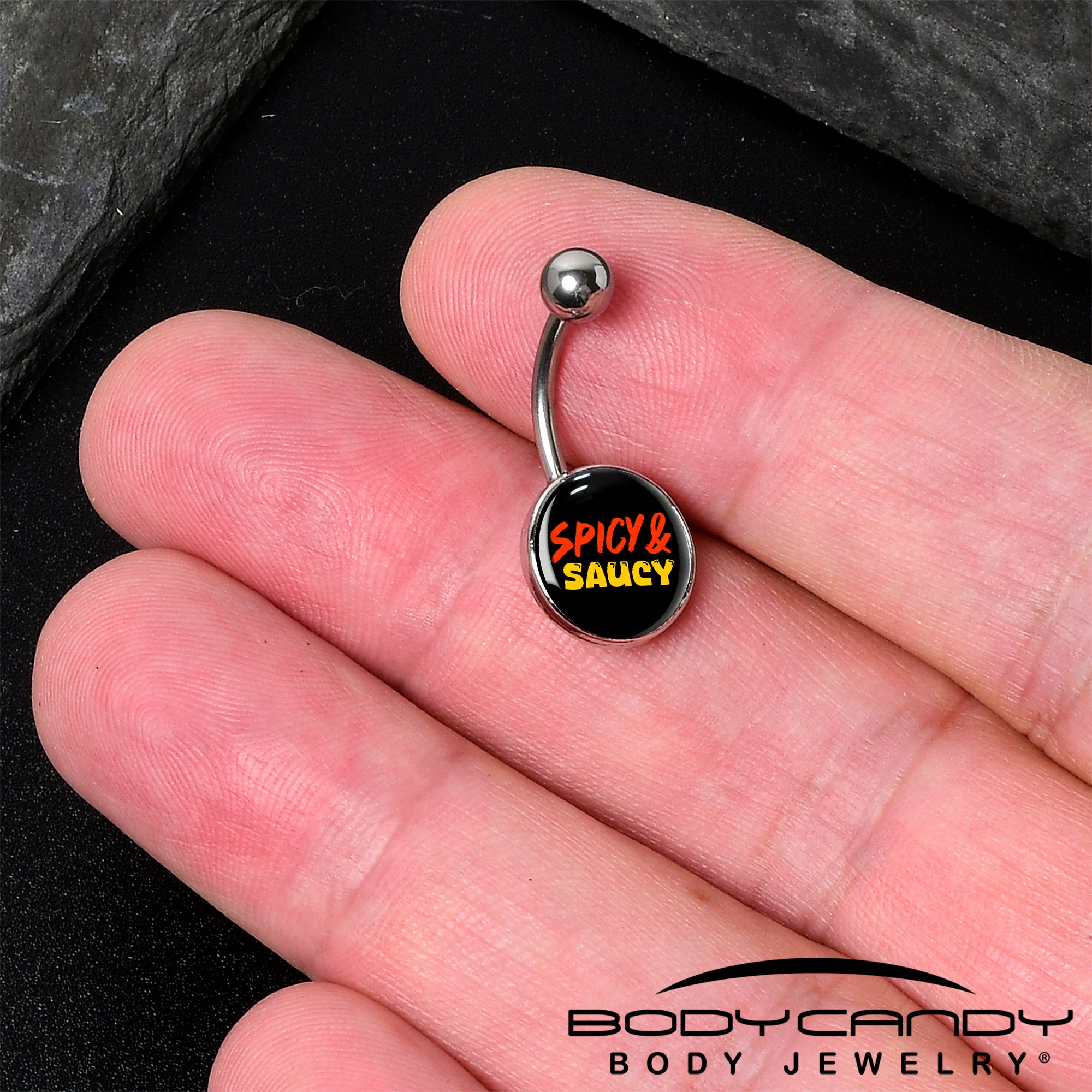 belly ring with spicy design