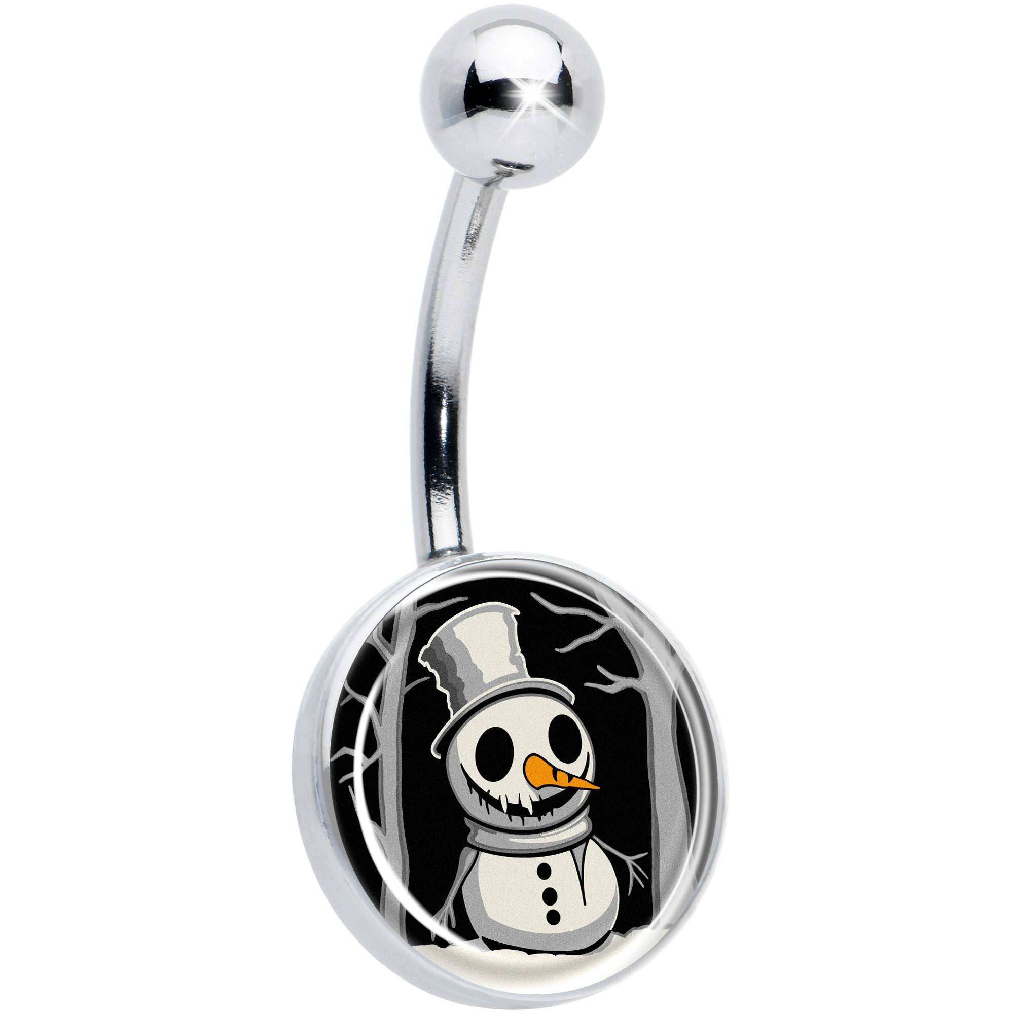 Christmas Holiday Spooky Snowman Belly Ring