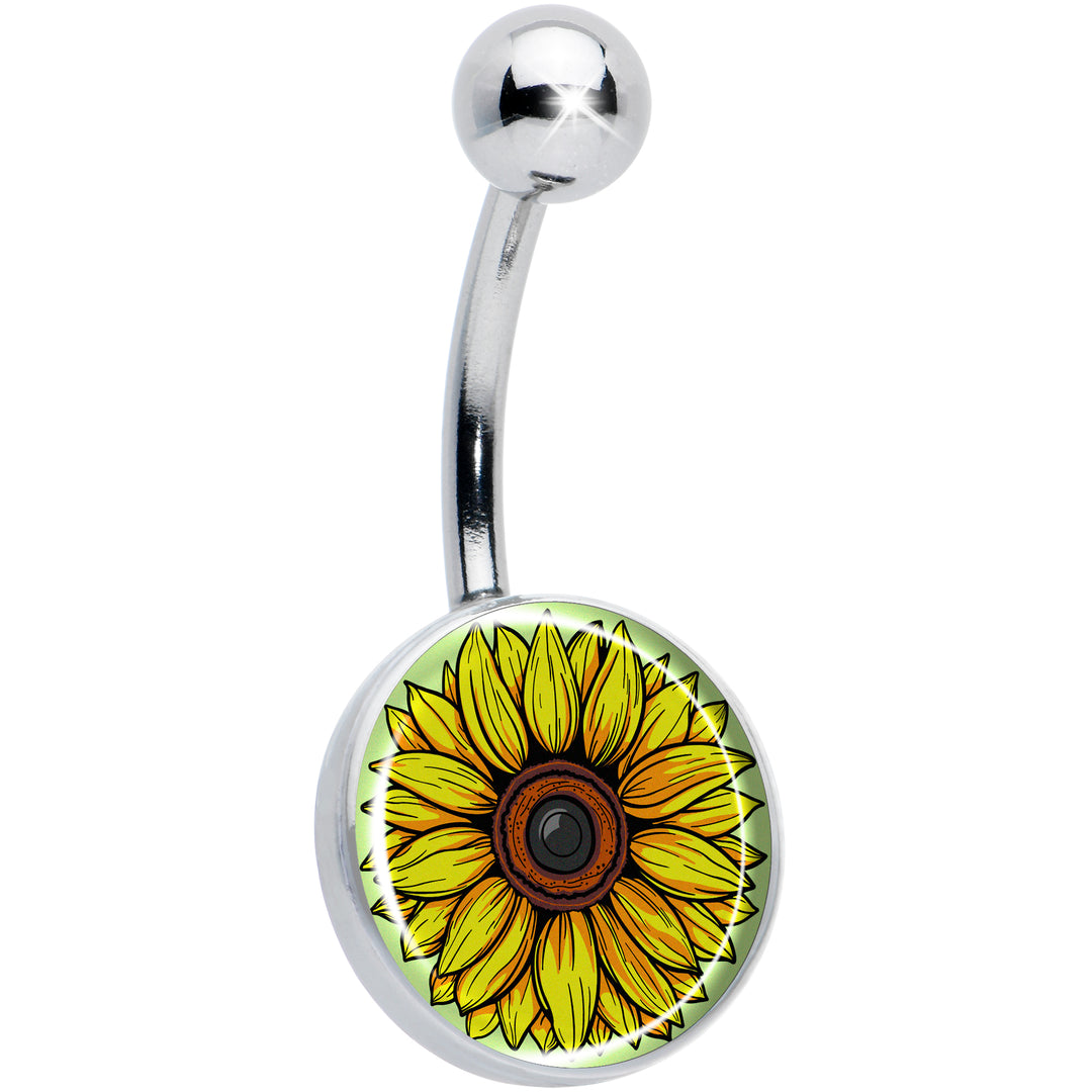 Blossom Creation Yellow Sunflower Hypoallergenic Stainless Steel Belly Ring