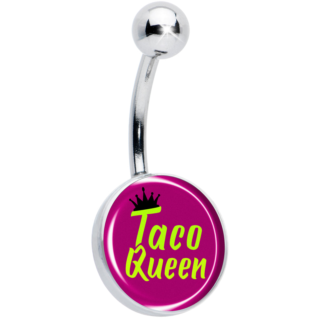 Taco Queen Belly Ring with vibrant taco design