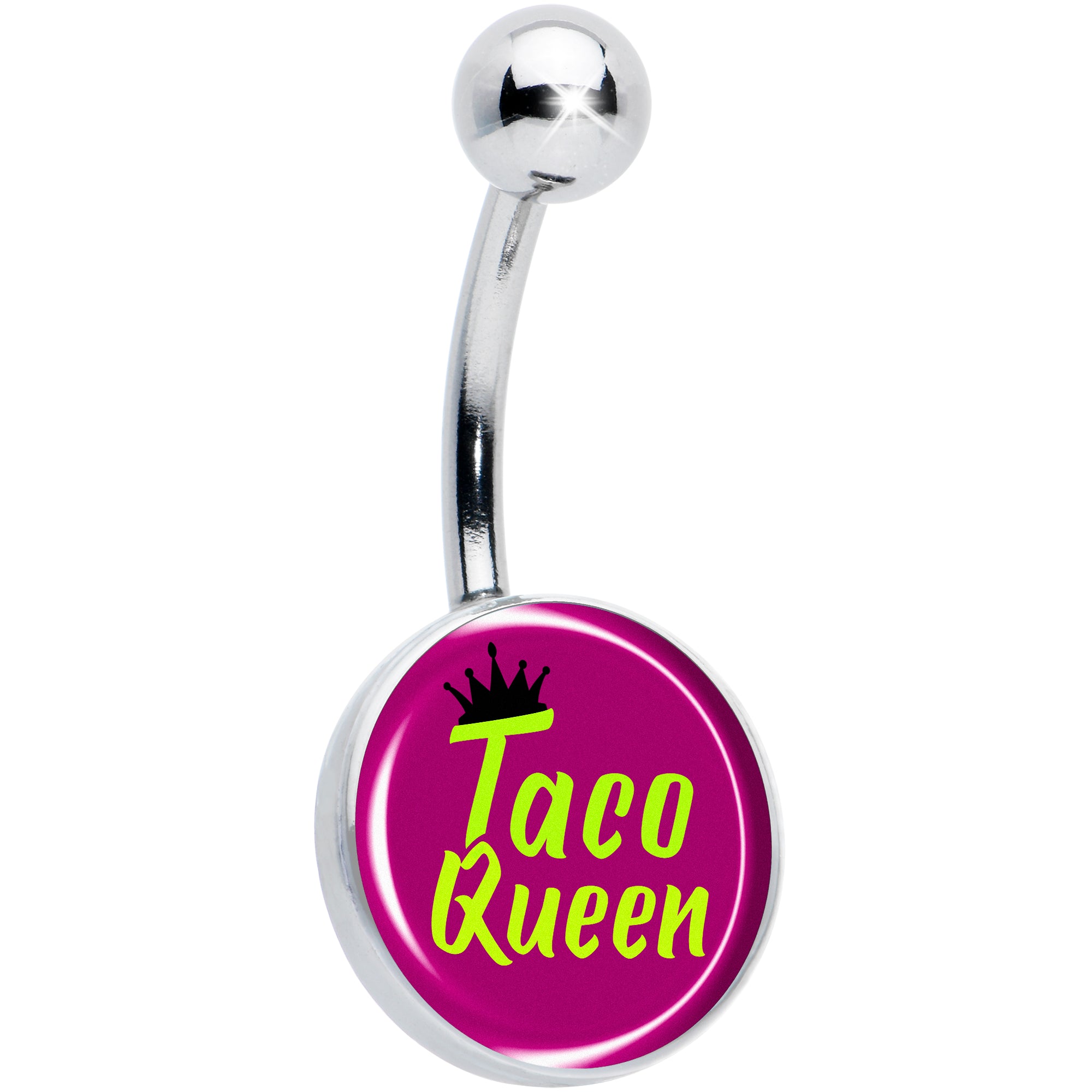 Taco Queen Belly Ring with vibrant taco design