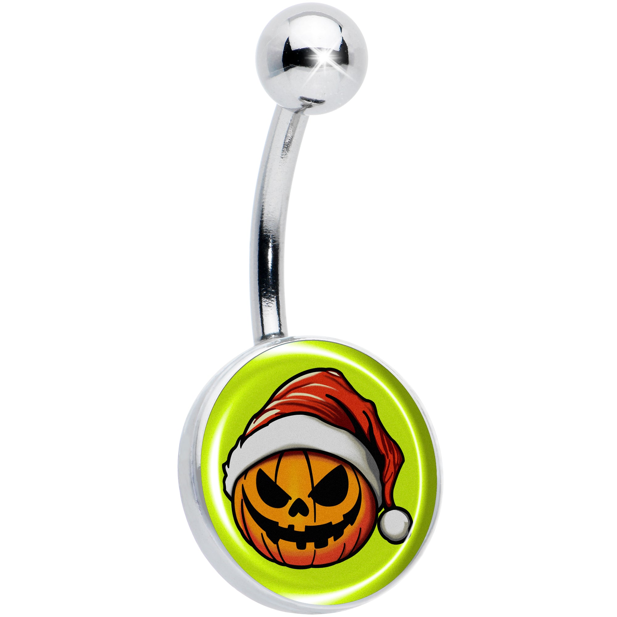 Christmas holiday Santa hat pumpkin belly ring