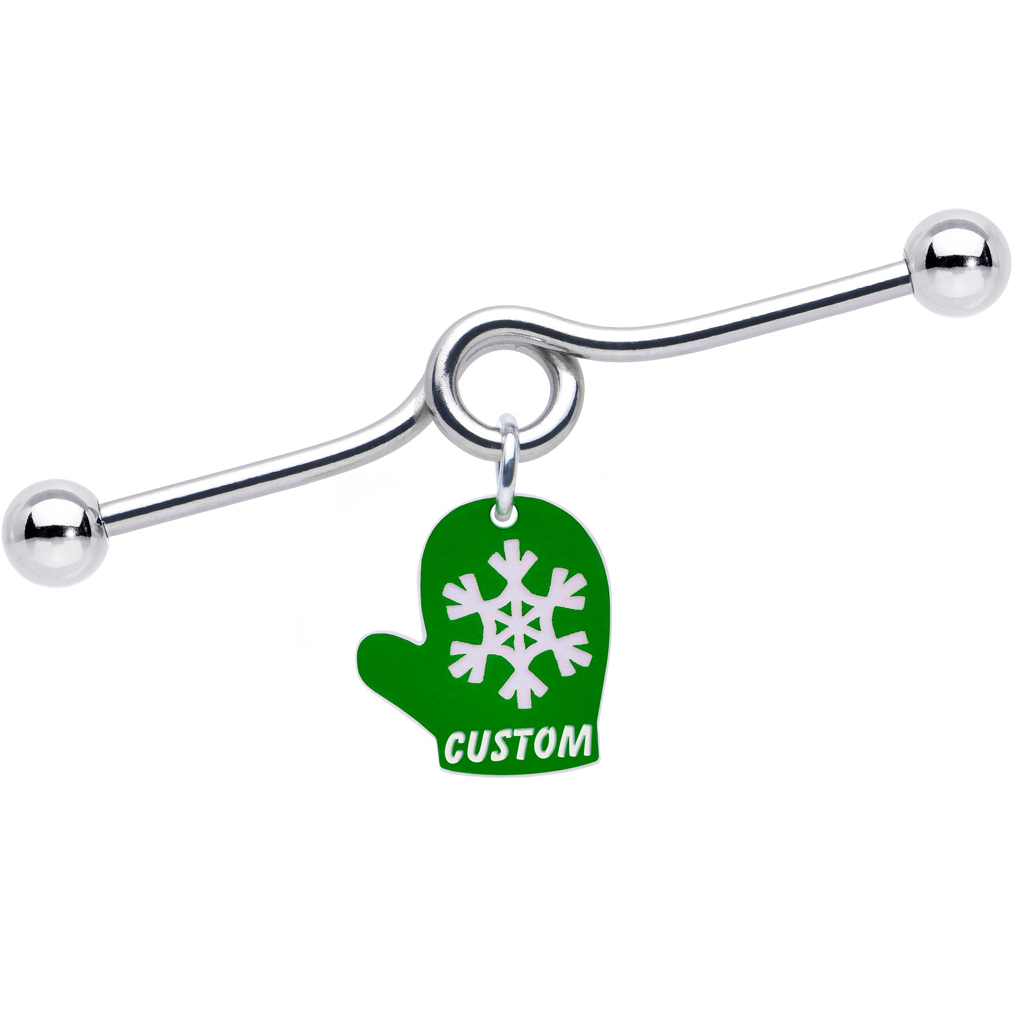 Custom Holiday Mitten Personalized Industrial Barbell (More Colors)