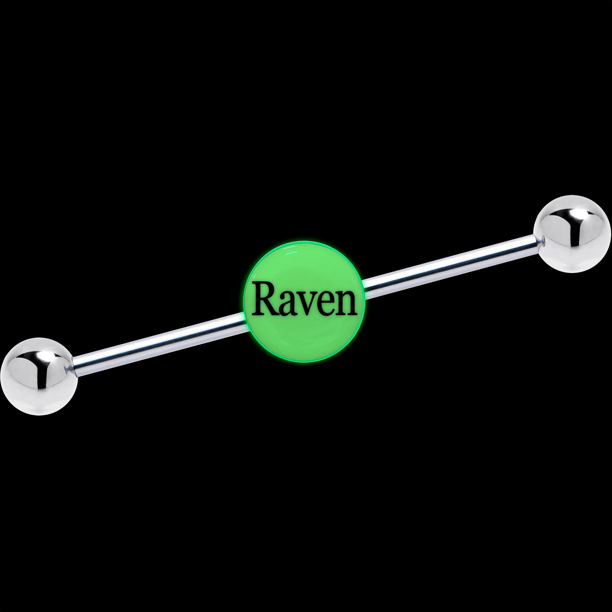 Custom Glow in the Dark Personalized Name Industrial Barbell