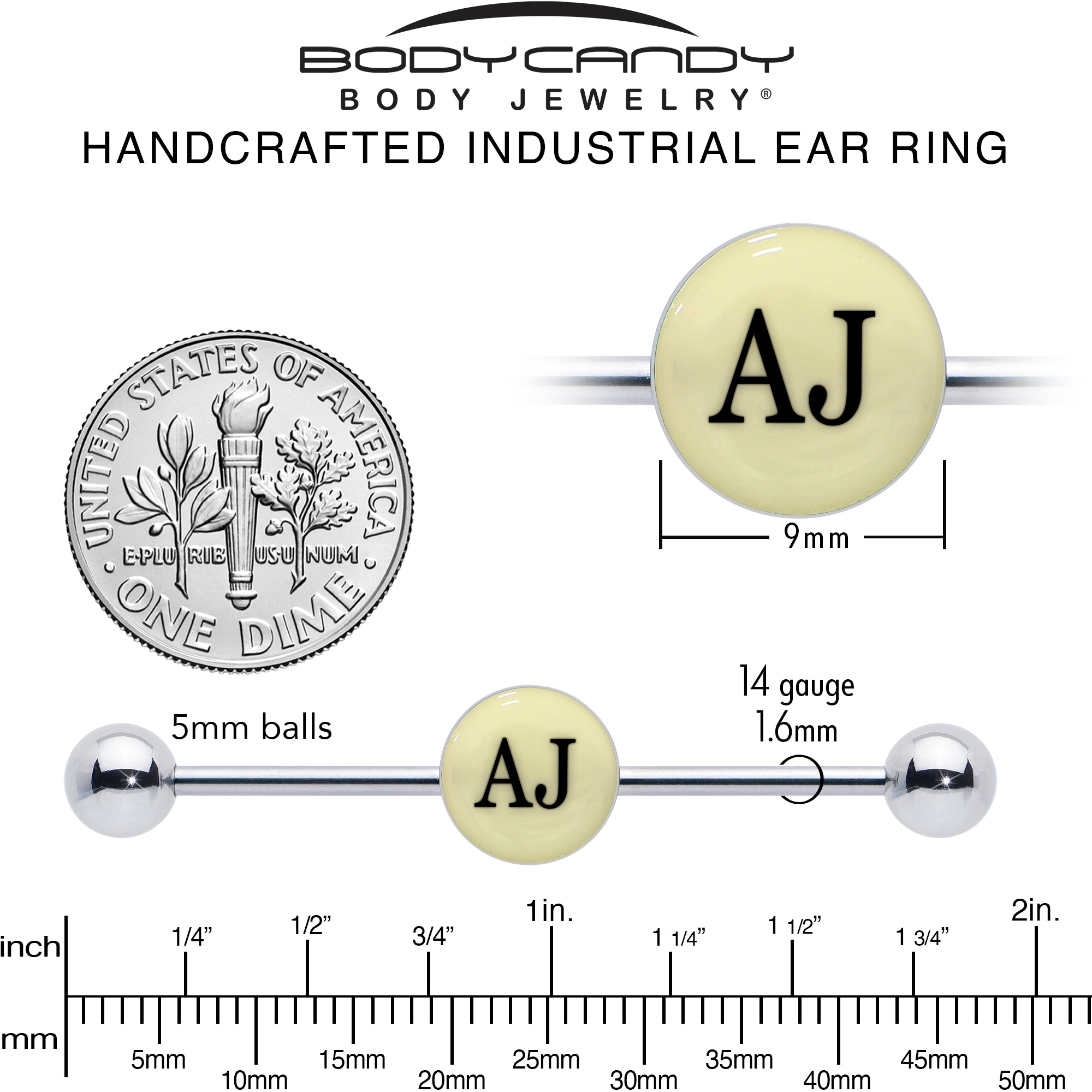 Custom Glow in the Dark Personalized Name Industrial Barbell