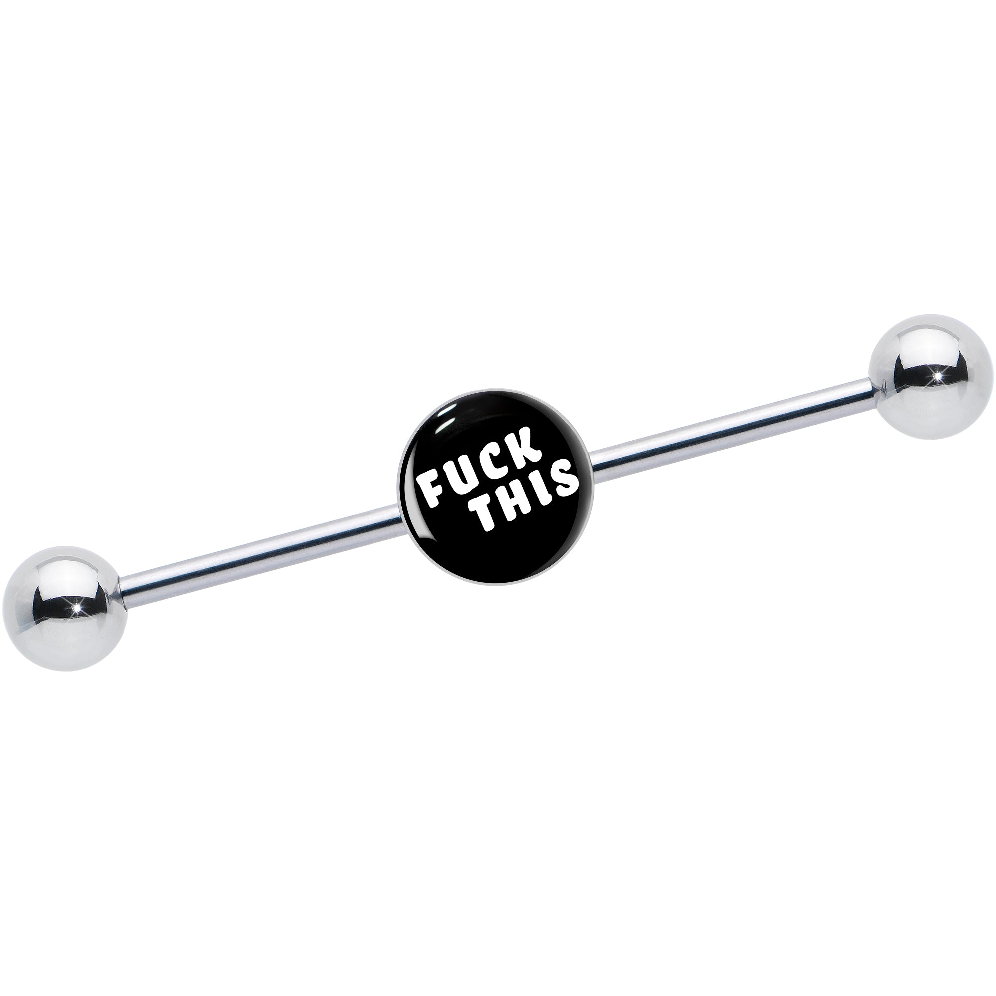 14 Gauge Black White F*ck This Industrial Barbell