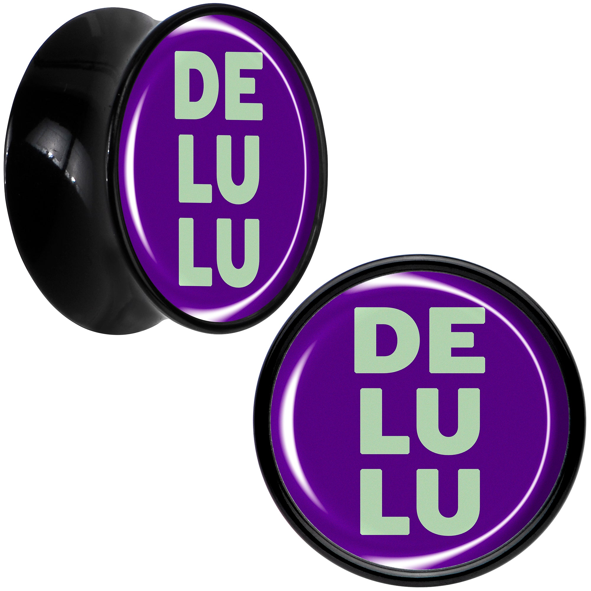 Word DELULU Black Acrylic Saddle Plug Set by Onyx O