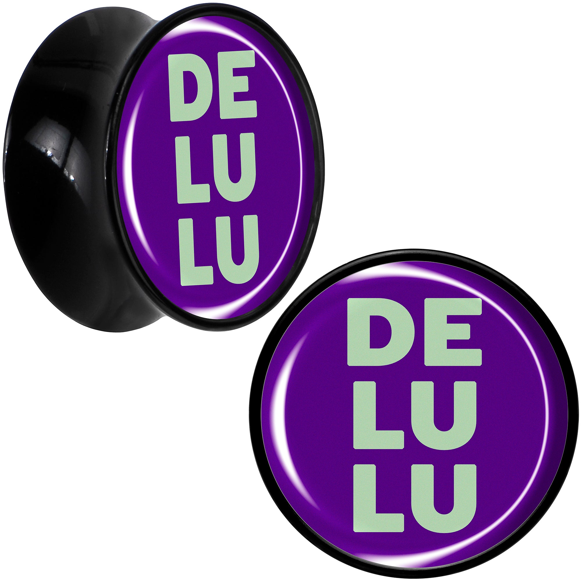 Word DELULU Black Acrylic Saddle Plug Set by Onyx O