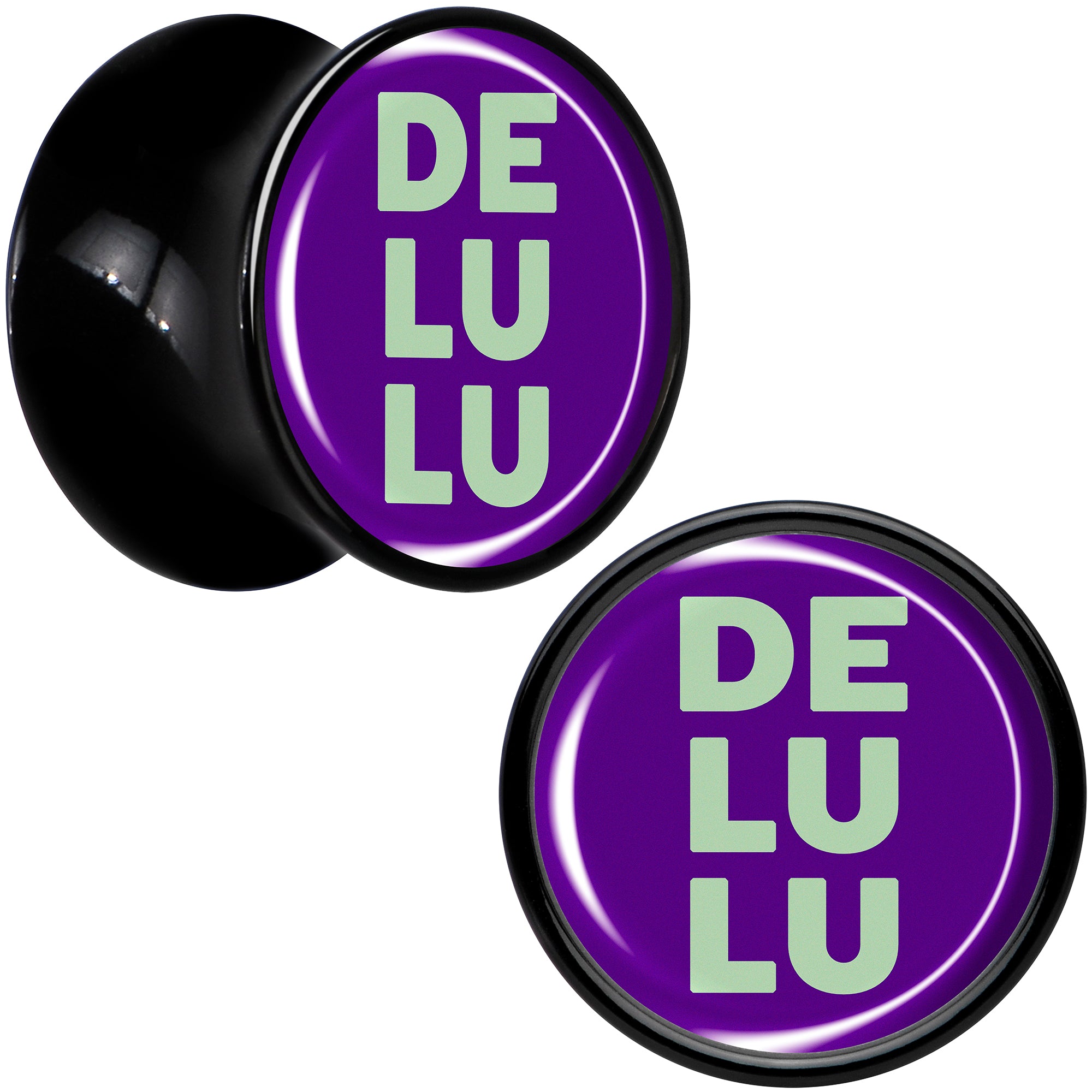 Word DELULU Black Acrylic Saddle Plug Set by Onyx O