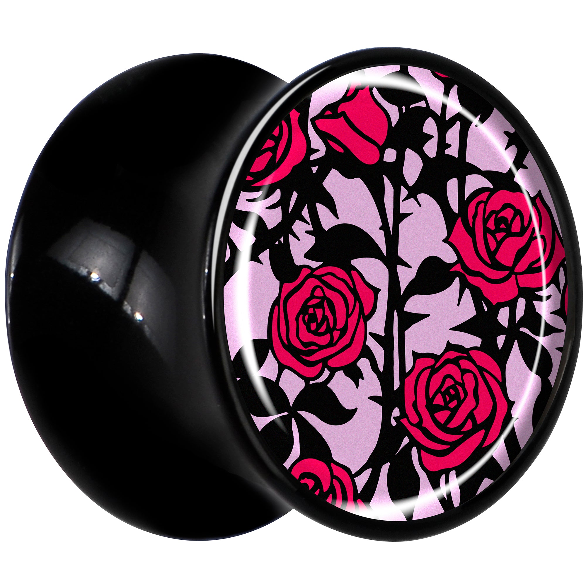 Blossom Creation Floral Love of Roses Black Acrylic Saddle Plug Set by Onyx O