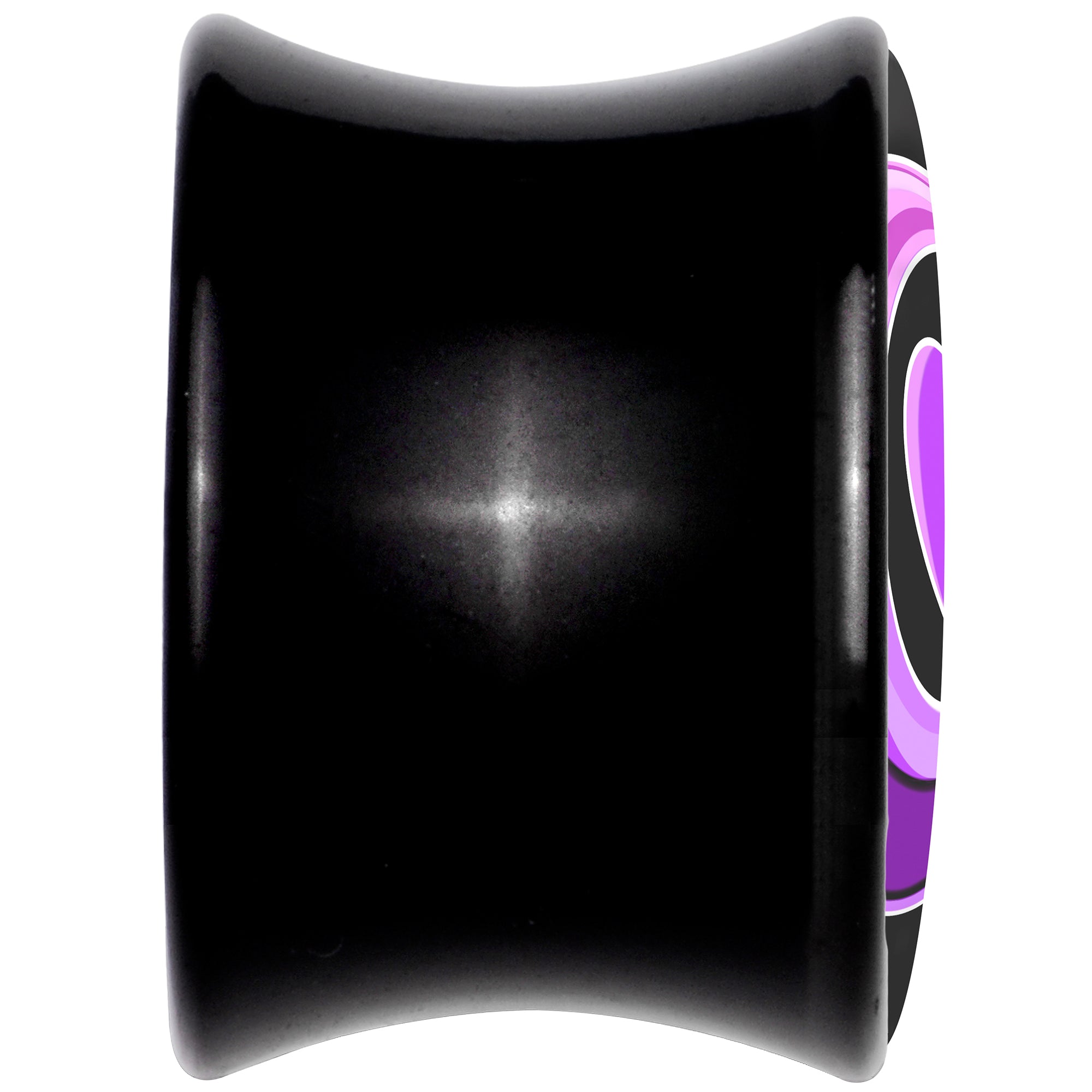 0G Crescent Moon Heart Black Acrylic Saddle Plug Set by Onyx O