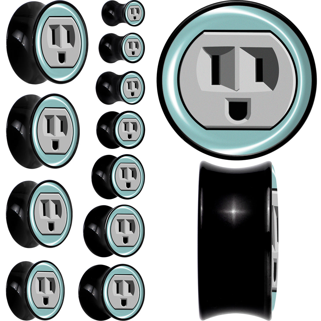 0G Smiling Plug Outlet Black Acrylic Saddle Plug Set by Onyx O