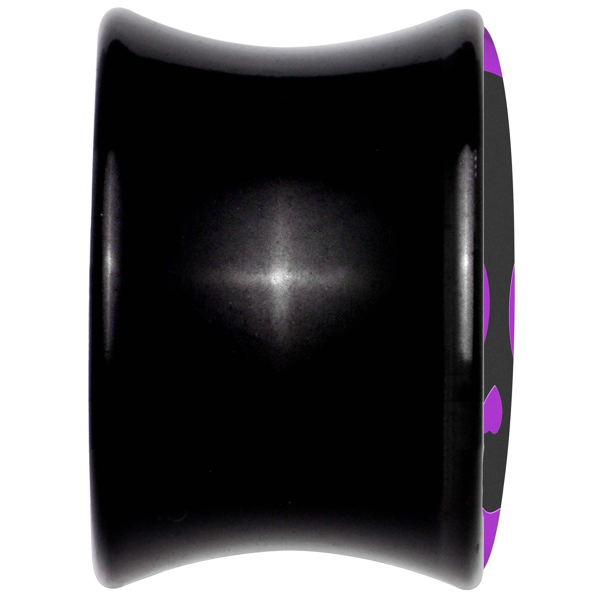 0 Gauge Purple Black Simple Skull Black Acrylic Saddle Plug Set