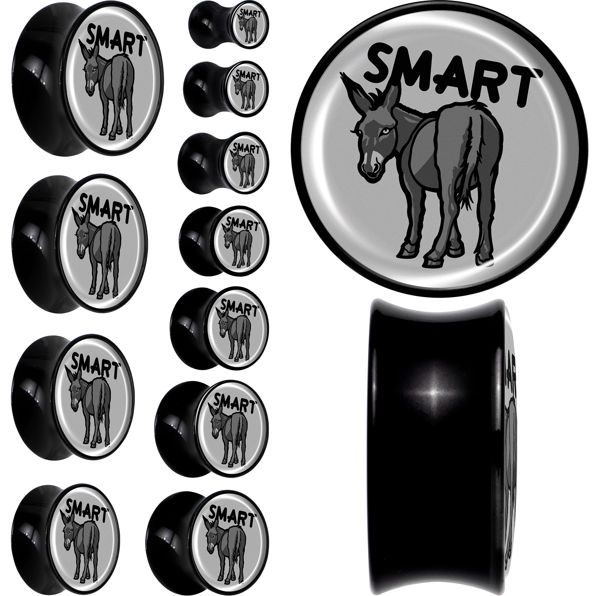 Donkey Smart Ass Black Acrylic Saddle Plug Set by Onyx O