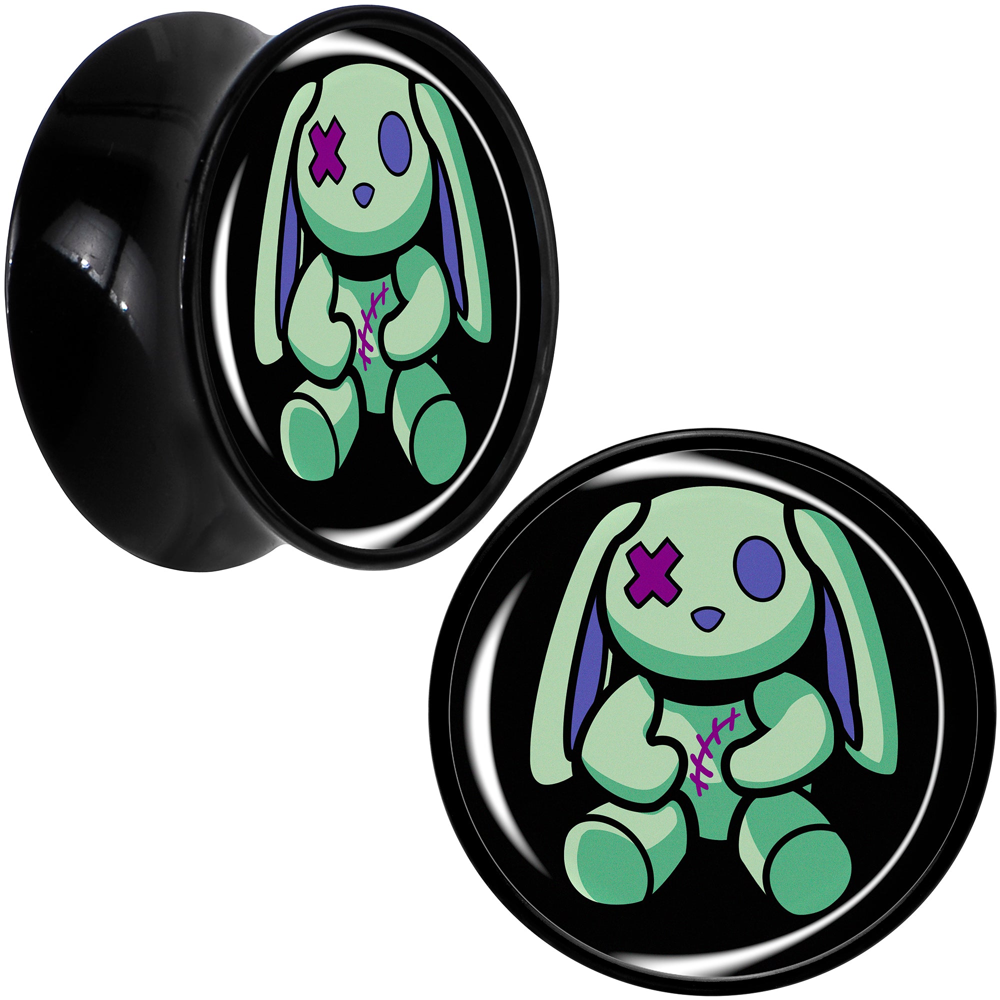 Zombie Bunny Black Acrylic Saddle Plug Set by Onyx O