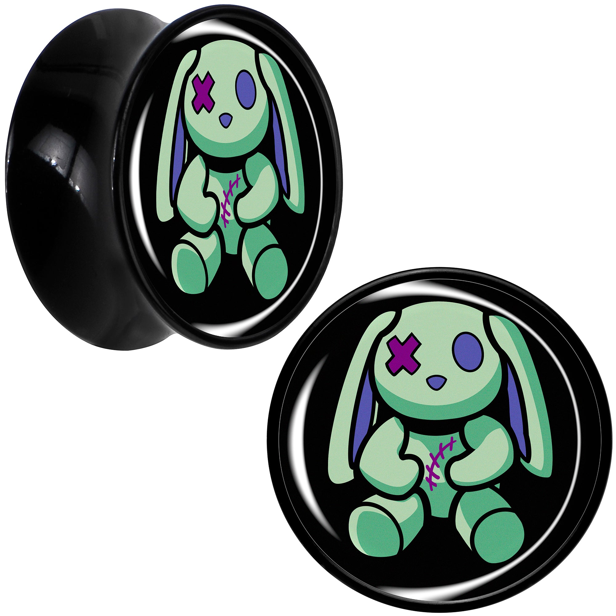 Zombie Bunny Black Acrylic Saddle Plug Set by Onyx O