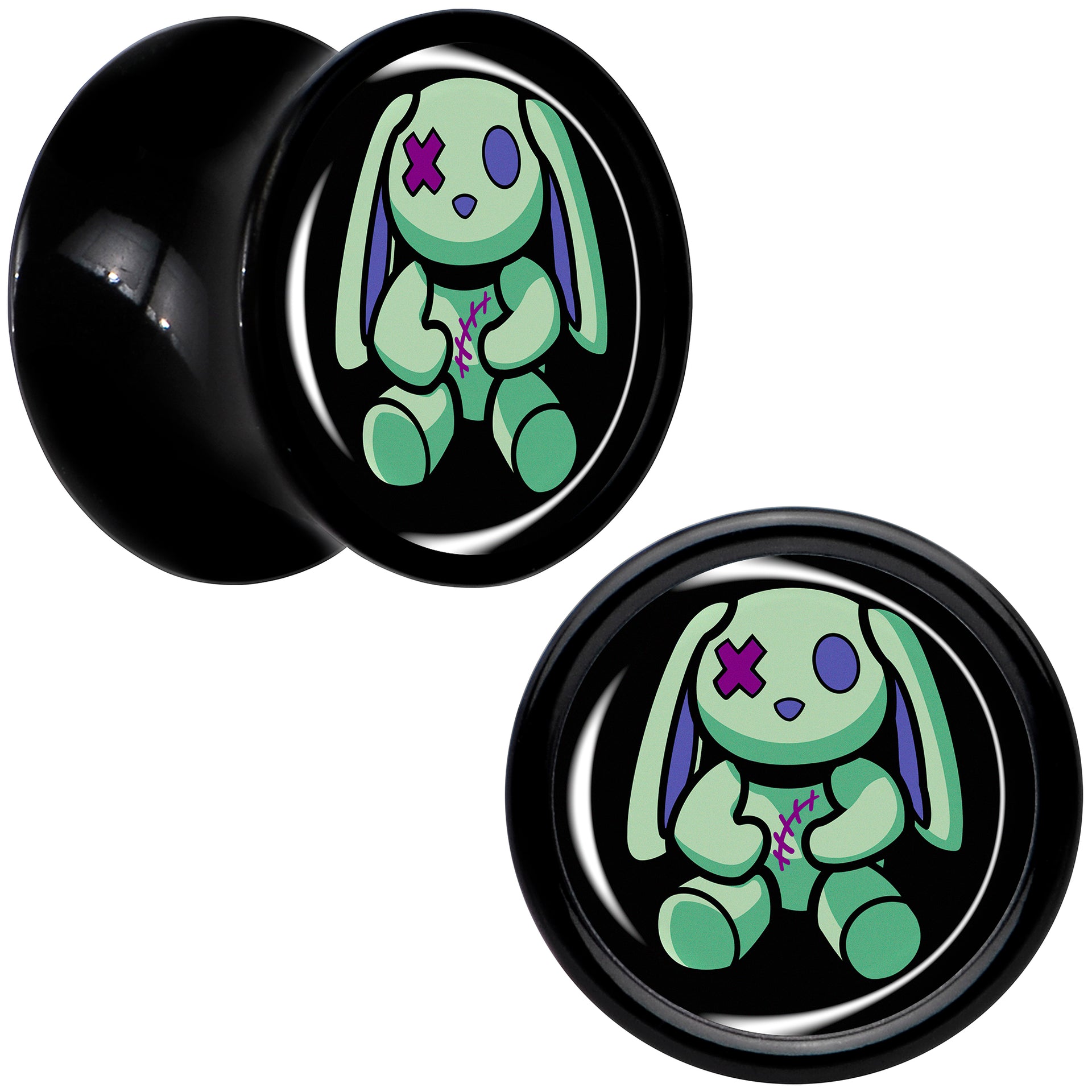 Zombie Bunny Black Acrylic Saddle Plug Set by Onyx O