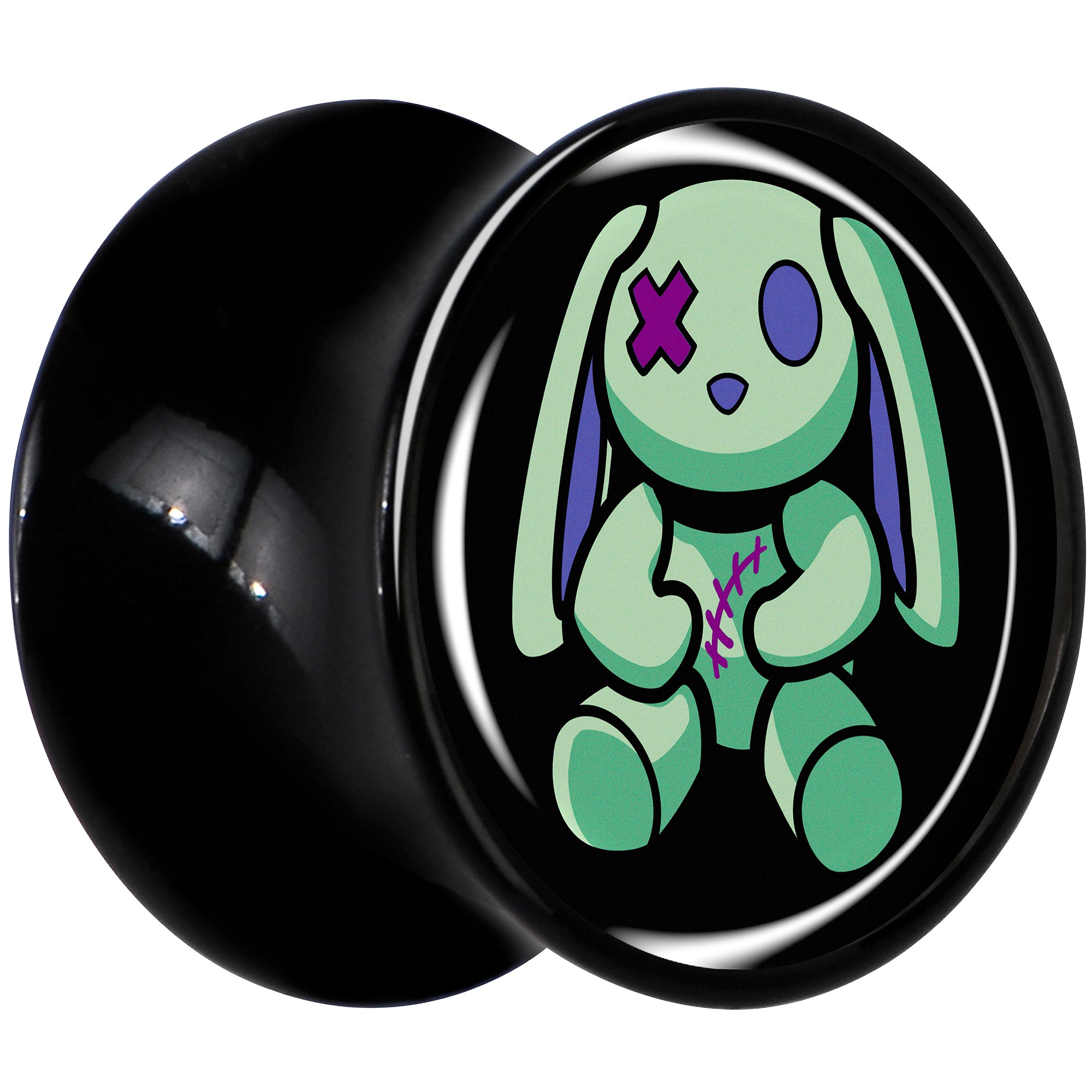 Zombie Bunny Black Acrylic Saddle Plug Set by Onyx O