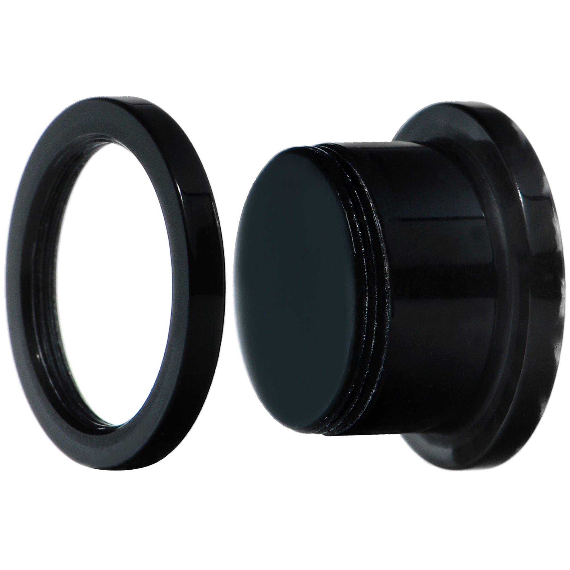 Black Acrylic Custom Photo Gem Screw Fit Plug (buy 2 for a pair)