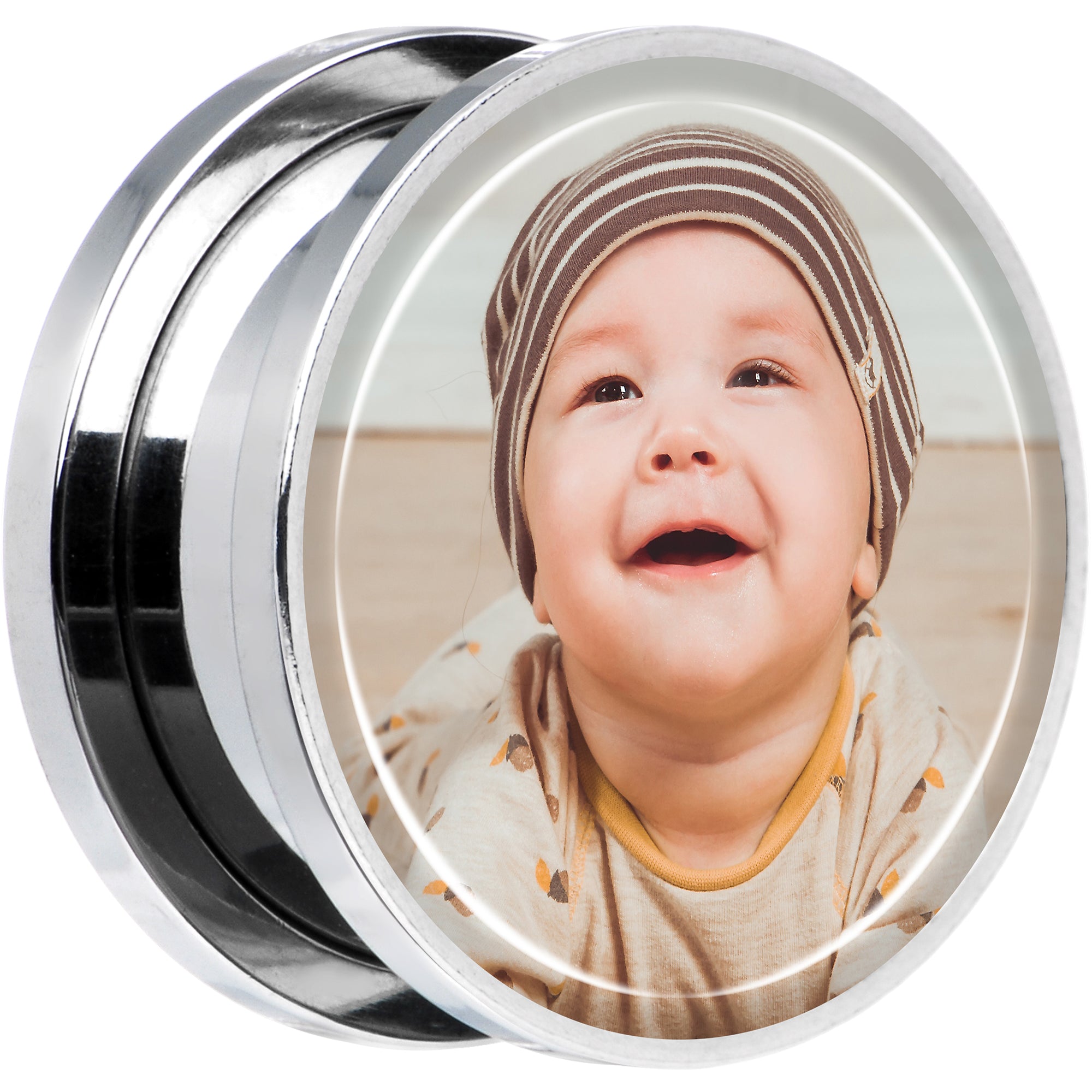 Stainless Steel Custom Photo Screw Fit Plug - buy 2 for a pair