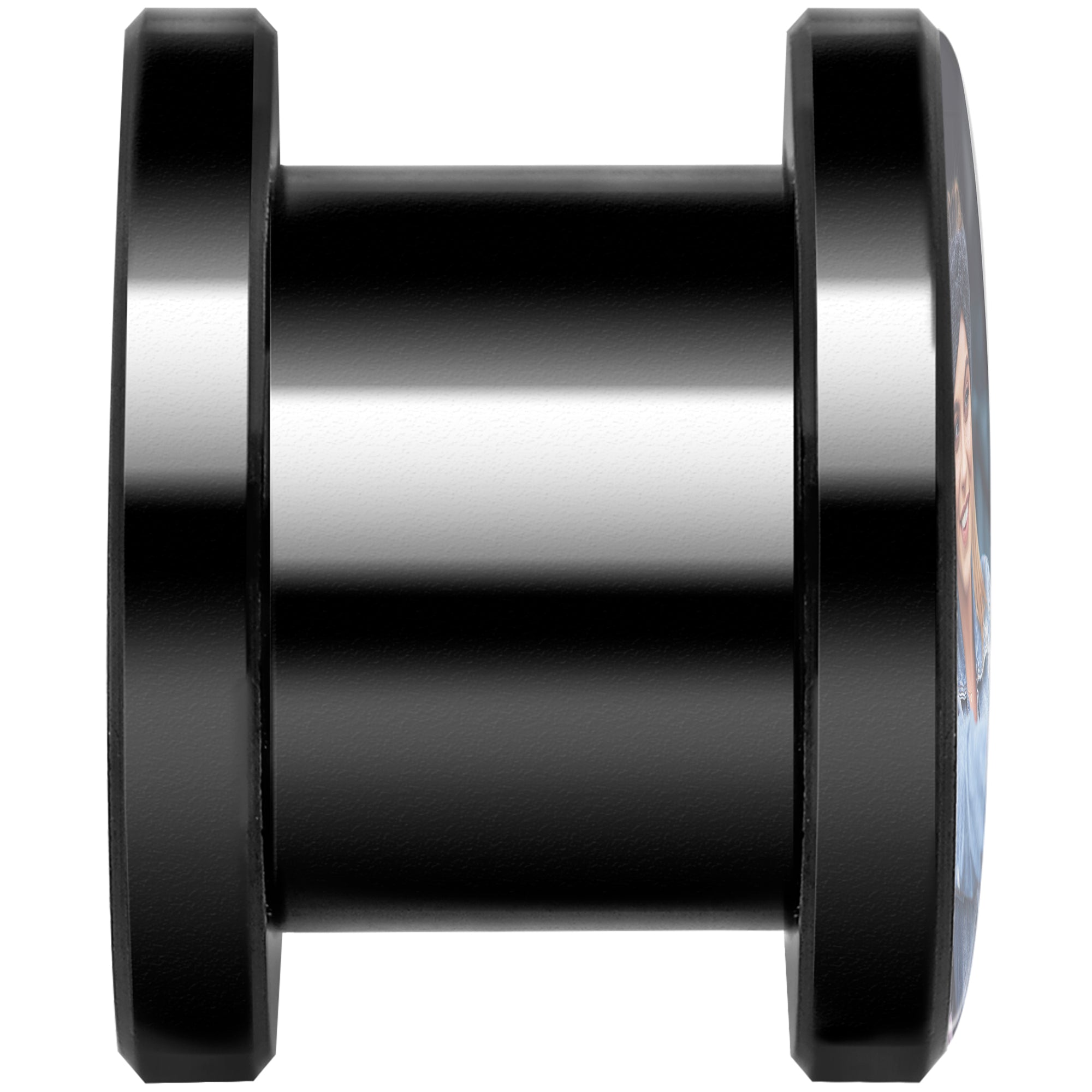 Anodized Black Titanium Custom Photo Screw Fit Plug (buy 2 for a pair)
