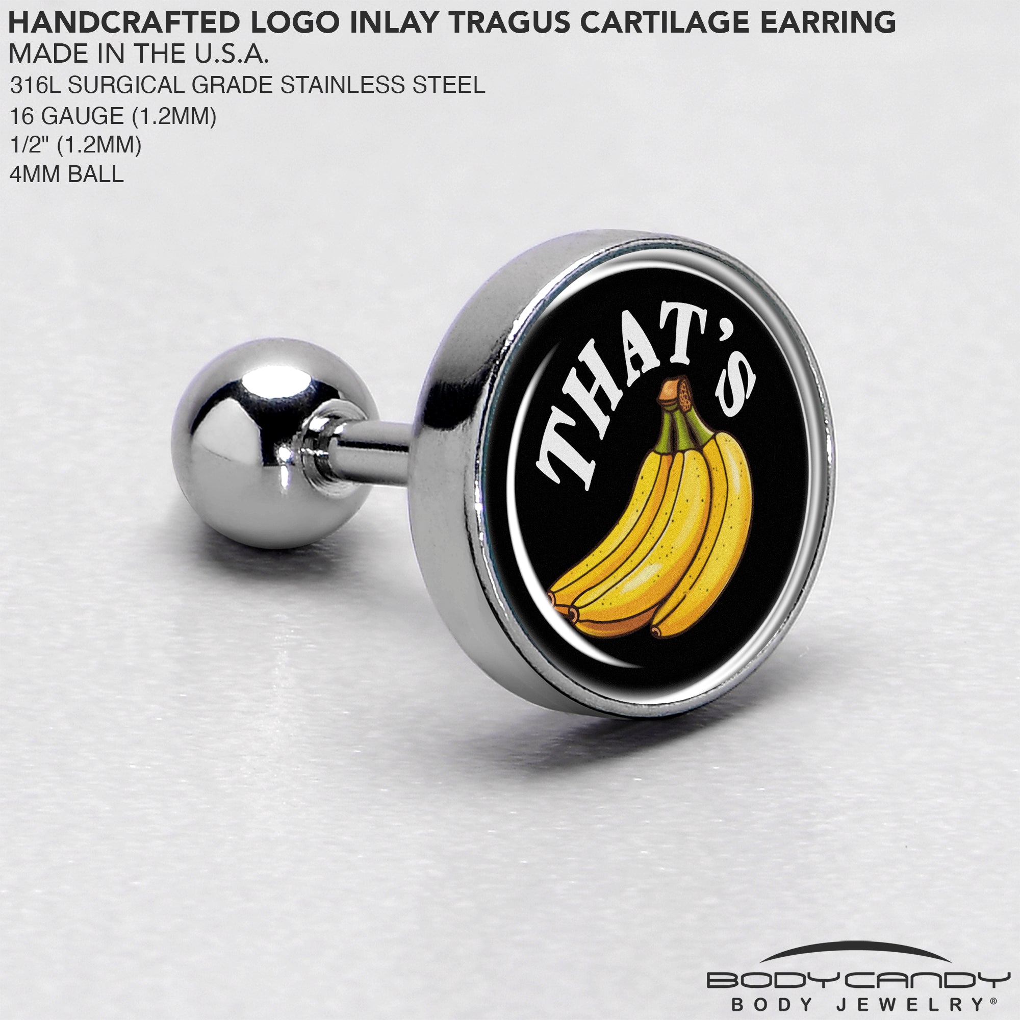 Cute Tragus Cartilage Earring with Banana Charm