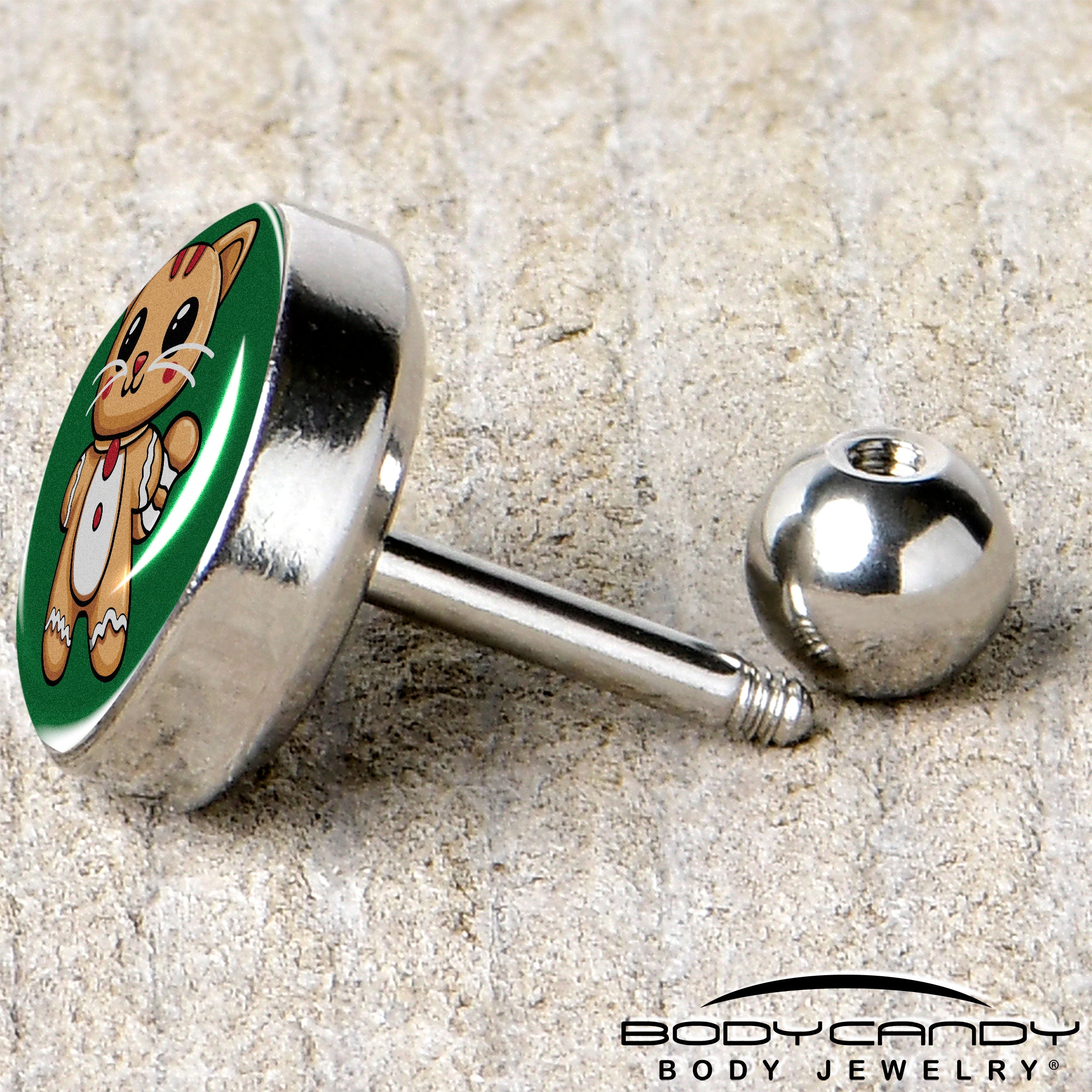 Gingerbread Cat Christmas Tragus Earring