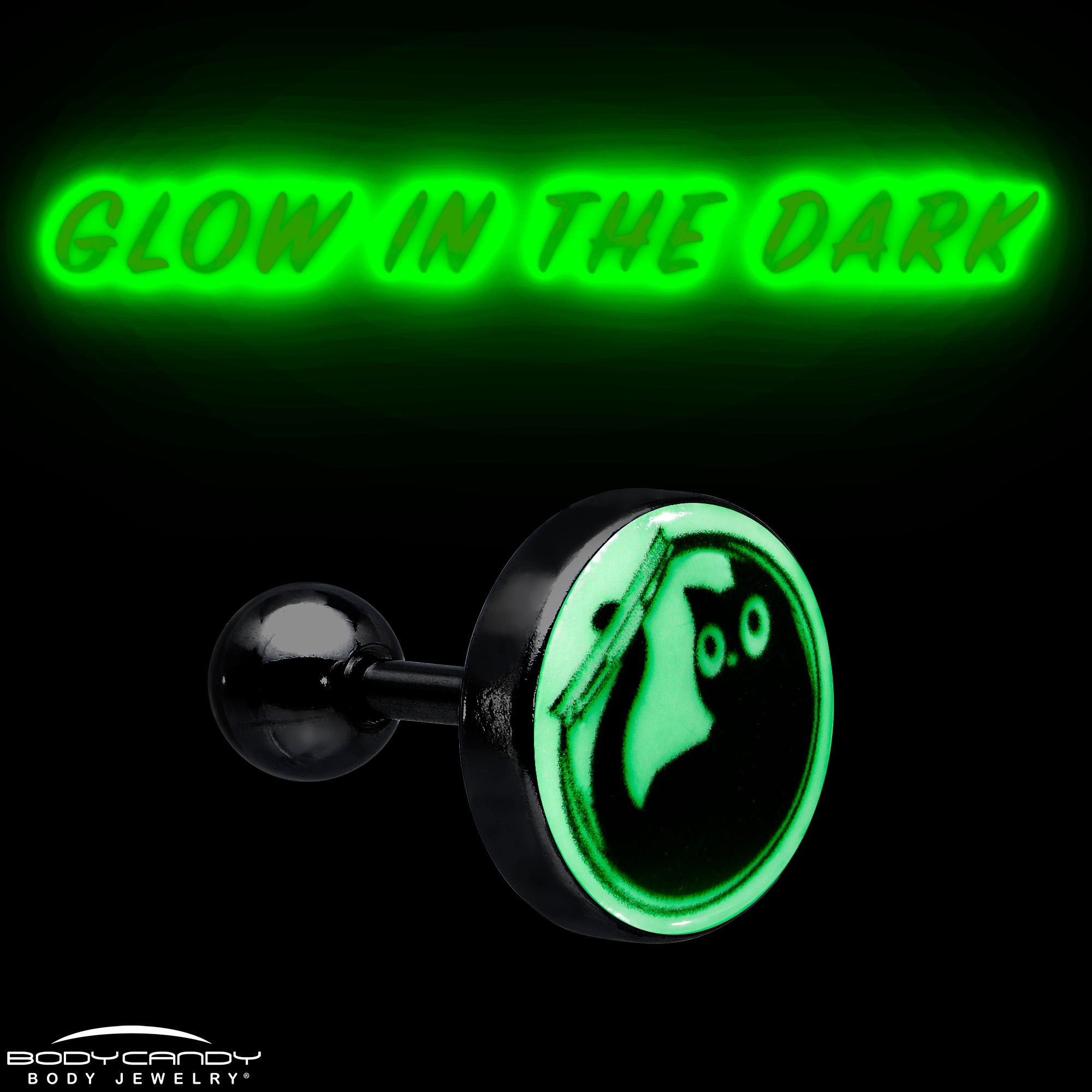 16 Gauge Glow in the Dark Fishbowl Kitty Cat Tragus Cartilage Earring
