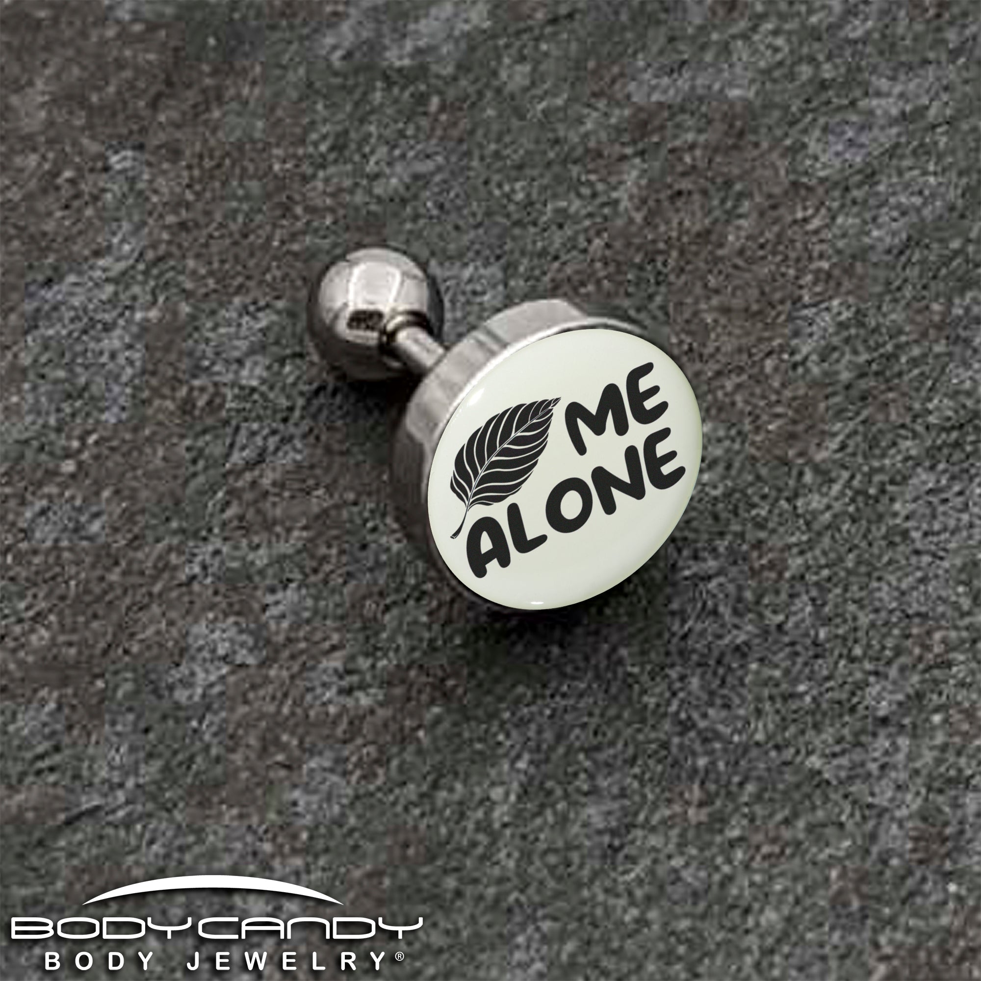 16G 1/4 Glow in the Dark Leaf Me Alone Tragus Cartilage Earring by Onyx O