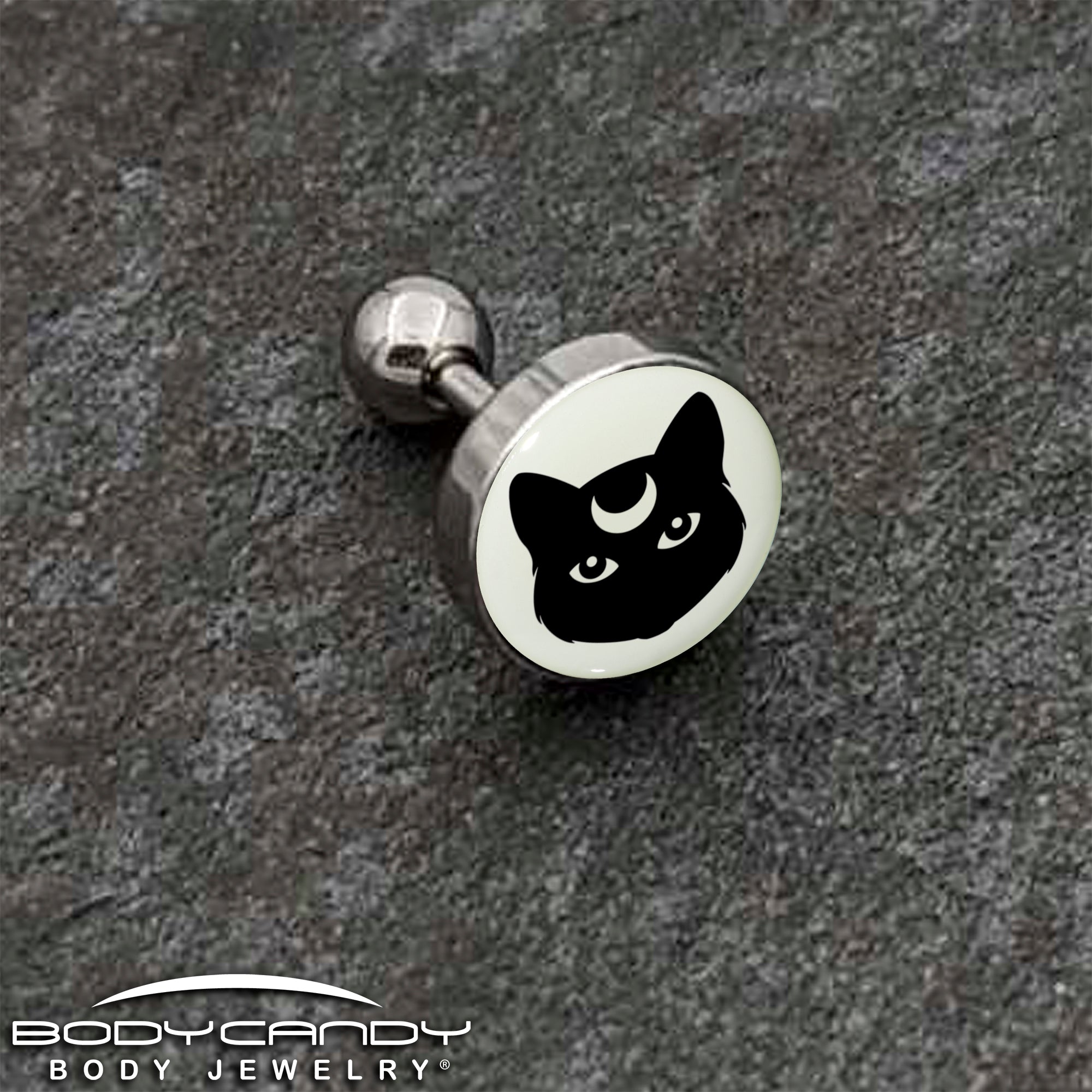16G 1/4 Glow in the Dark Mystic Kitty Cat Tragus Cartilage Earring by Onyx O