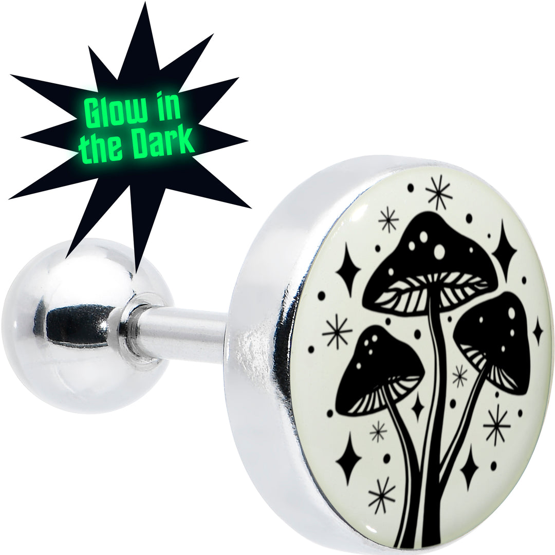 16G 1/4 Glow in the Dark Mystic Mushroom Tragus Cartilage Earring by Onyx O