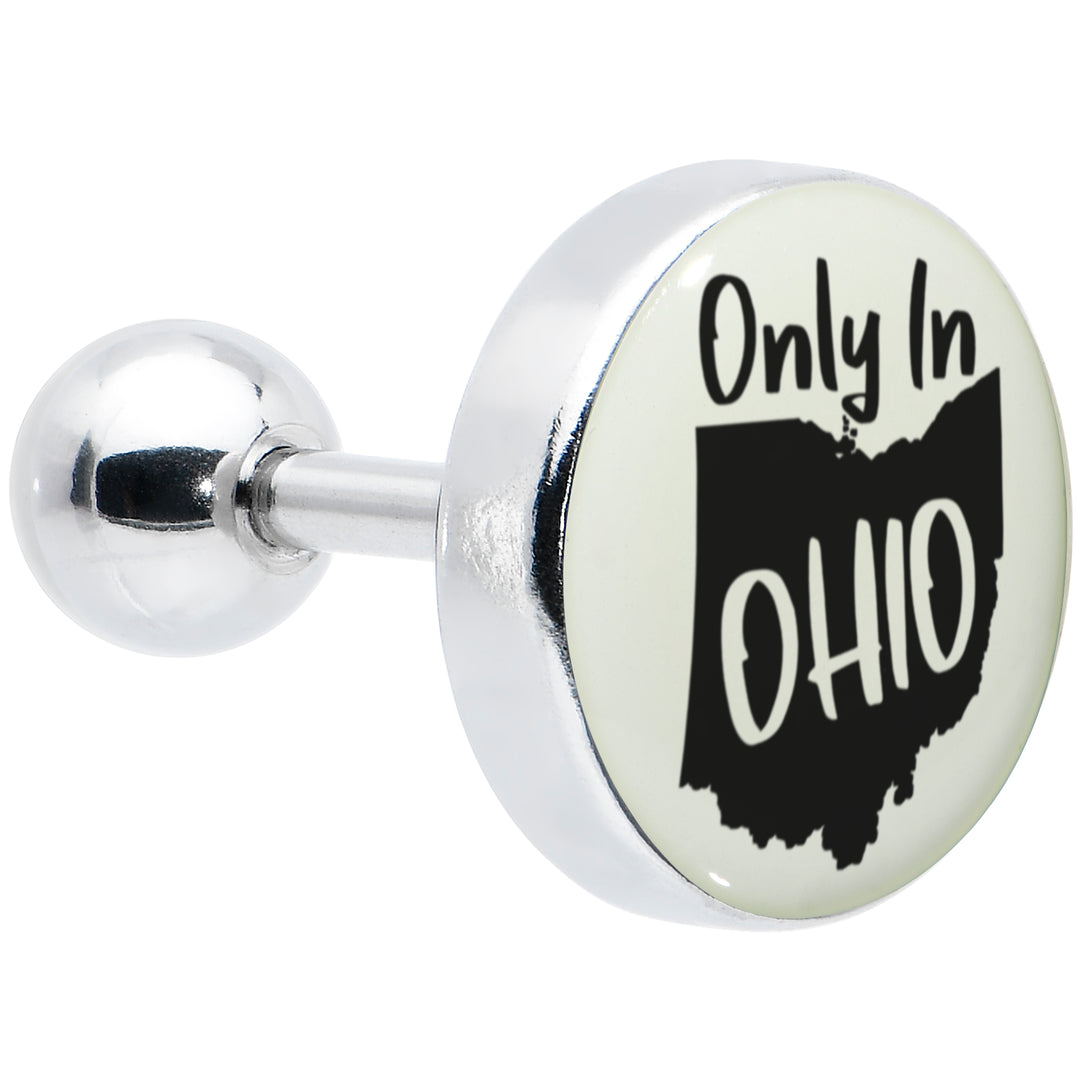 16G 1/4 Glow in the Dark Only in Ohio Tragus Cartilage Earring by Onyx O