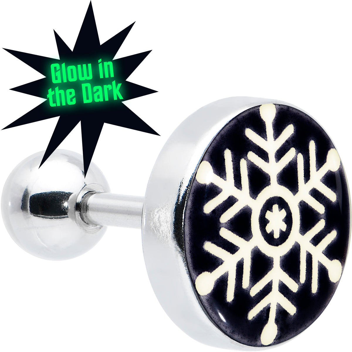Glow in the Dark Holiday Snowflake Tragus Cartilage Earring by Onyx O