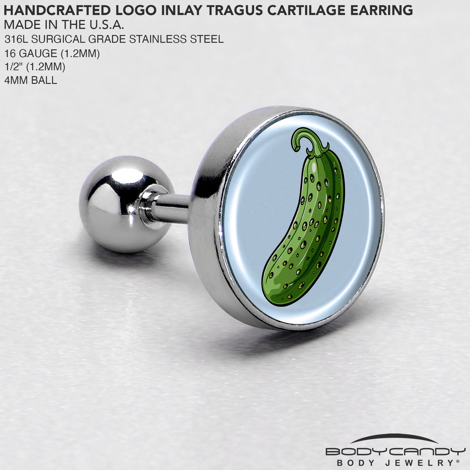 Green Pickle Tragus Cartilage Earring